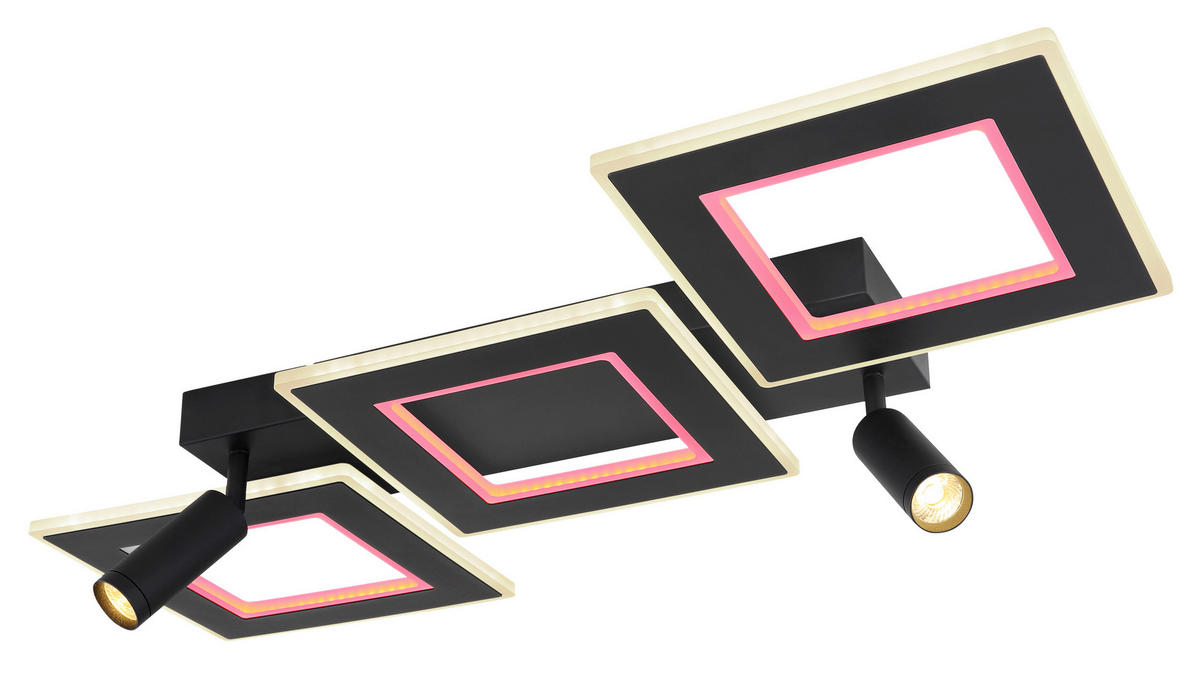 GLOBO Deckenleuchte schwarz Opal Metall Acryl B/H/L: ca. 56x11,5x82 cm 2 Brennstellen Marian - schwarz/Opal (82,00/56,00/11,50cm) - GLOBO