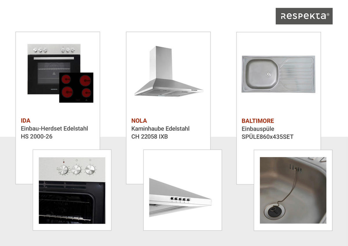 Respekta Küchenblock Merle grau B/H/T: ca. 250x200x60 cm Merle - Eiche/grau (250,00/200,00/60,00cm) - Respekta