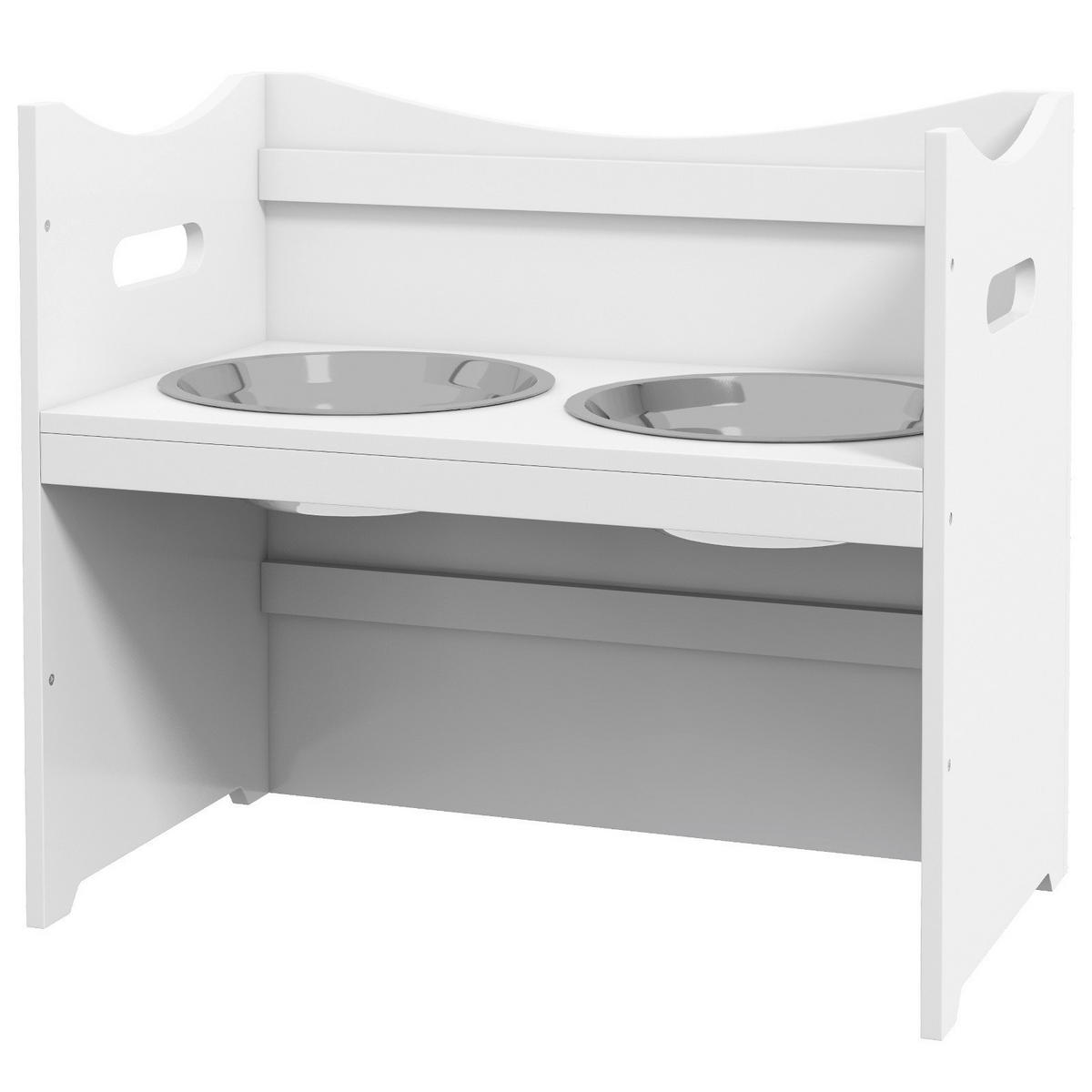 PawHut Futterstation weiß Edelstahl B/H/L: ca. 31,5x47x54 cm Futterstation - weiß (54,00/31,50/47,00cm) - PawHut