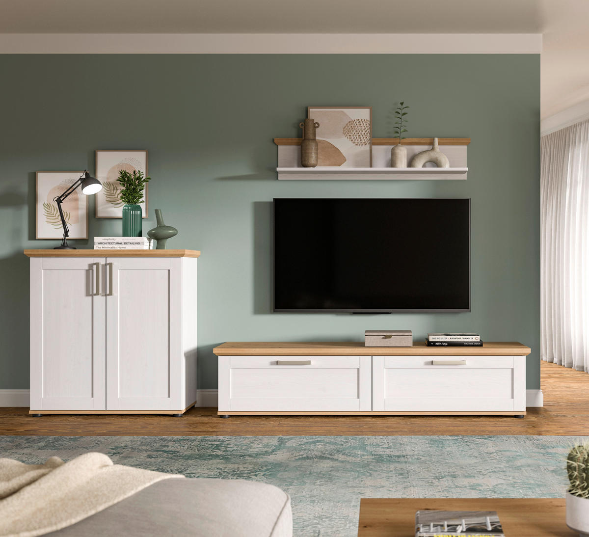 Wohnwand VERONA Lärche Nachbildung Eiche Nachbildung B/H/T: ca. 260x151x40 cm VERONA - Eiche/Lärche (260,00/151,00/40,00cm) - xonox.home