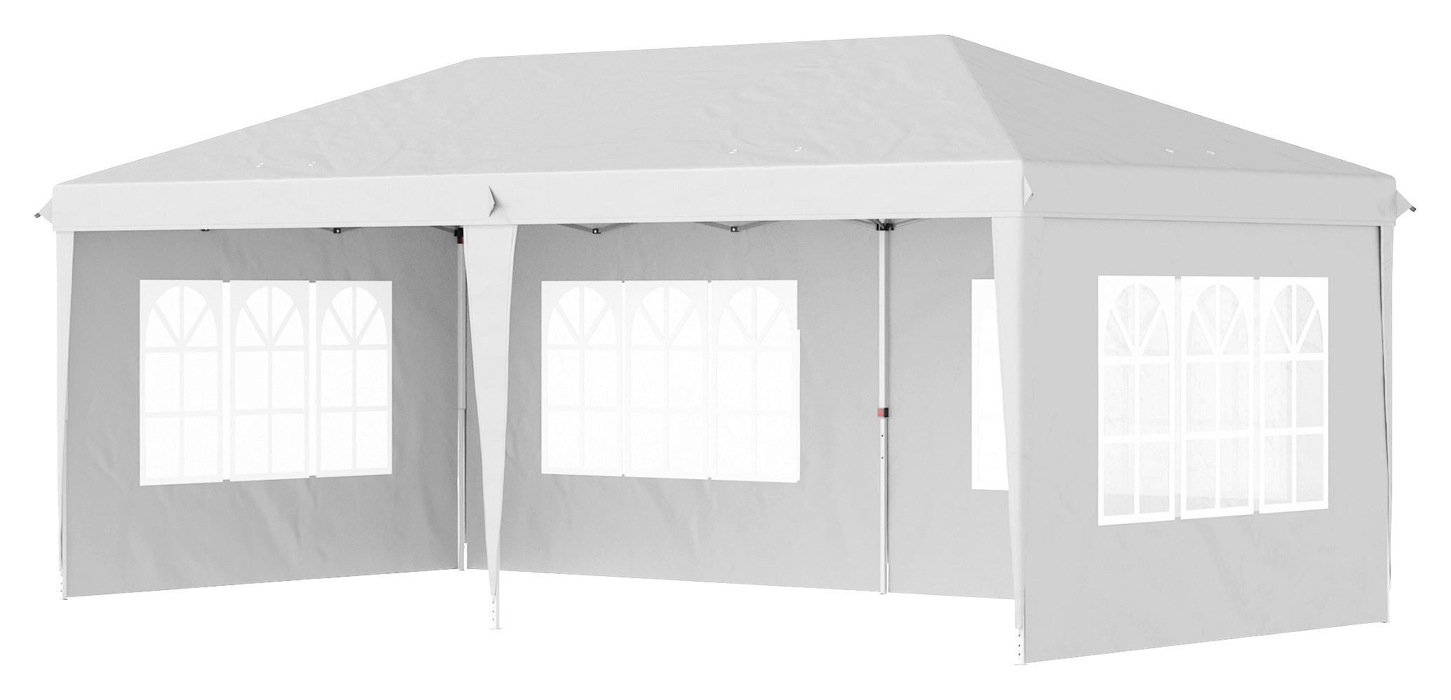 Outsunny Faltpavillon weiß Polyester-Mischgewebe B/H/L: ca. 295x270x585 cm Faltpavillon - weiß (585,00/295,00/270,00cm) - Outsunny