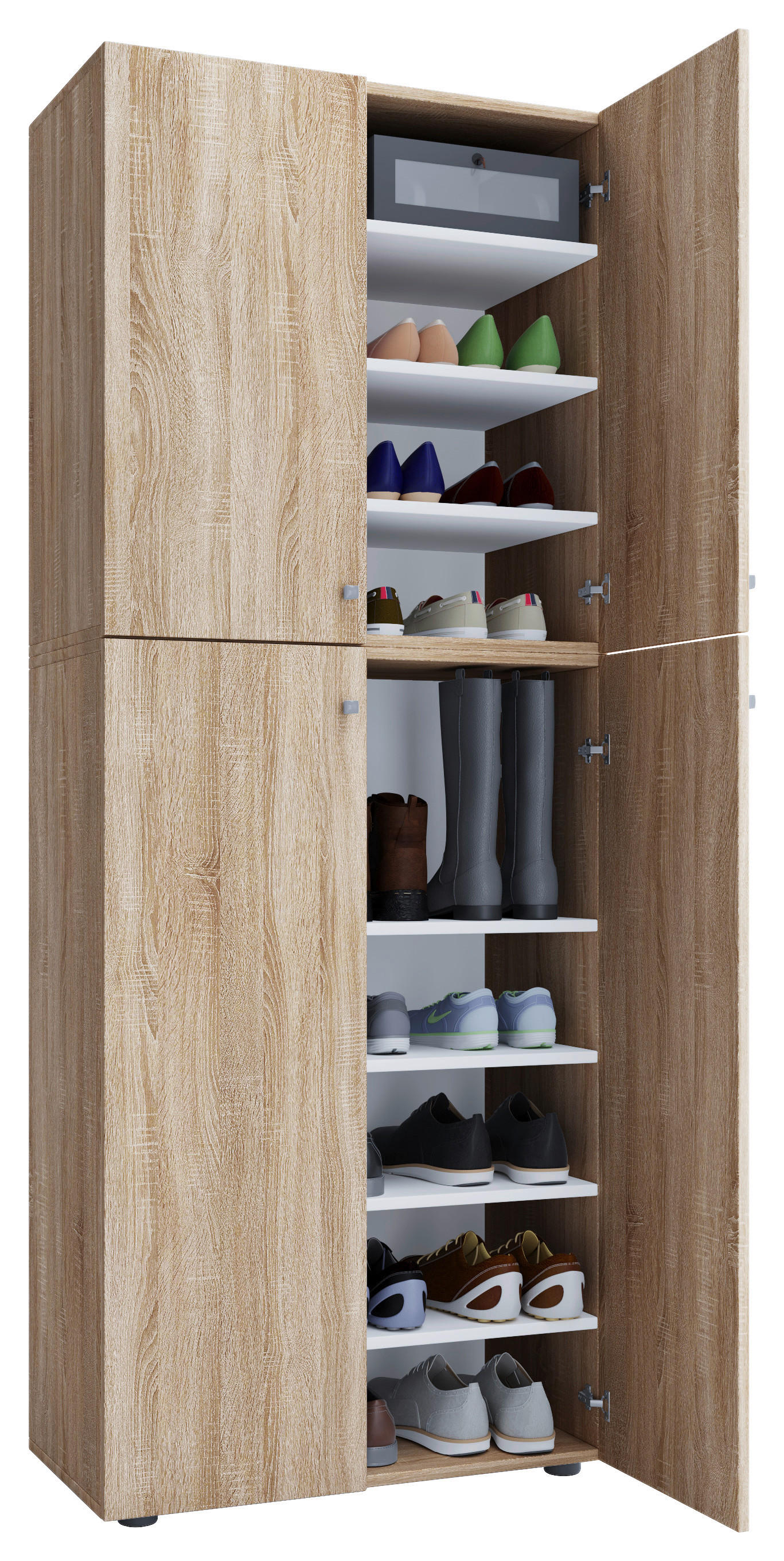 Schuhschrank Lona XXL Eiche Sonoma Nachbildung weiß Lona XXL - Eiche/weiß - VCM Möbel