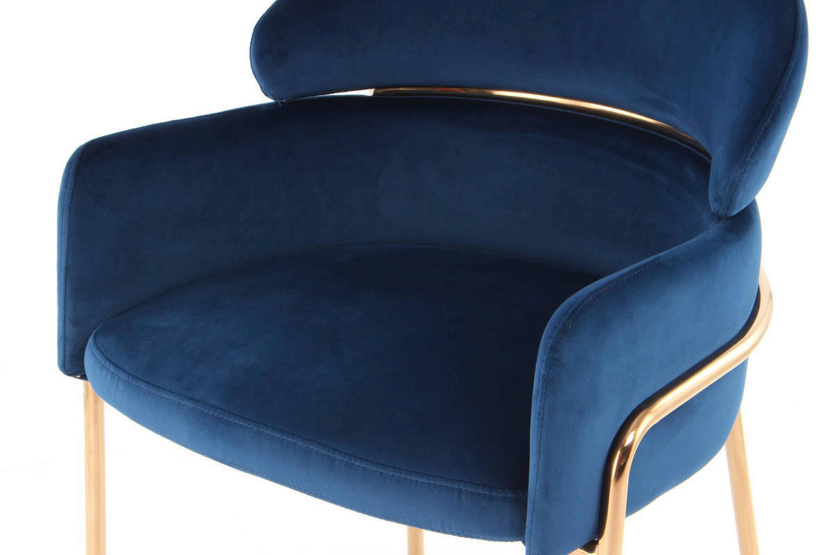 Stuhl Corey 100 blau Microfaser B/H/T: ca. 58x79x57 cm Corey 100 - gold/blau (58,00/79,00/57,00cm) - 360 Living