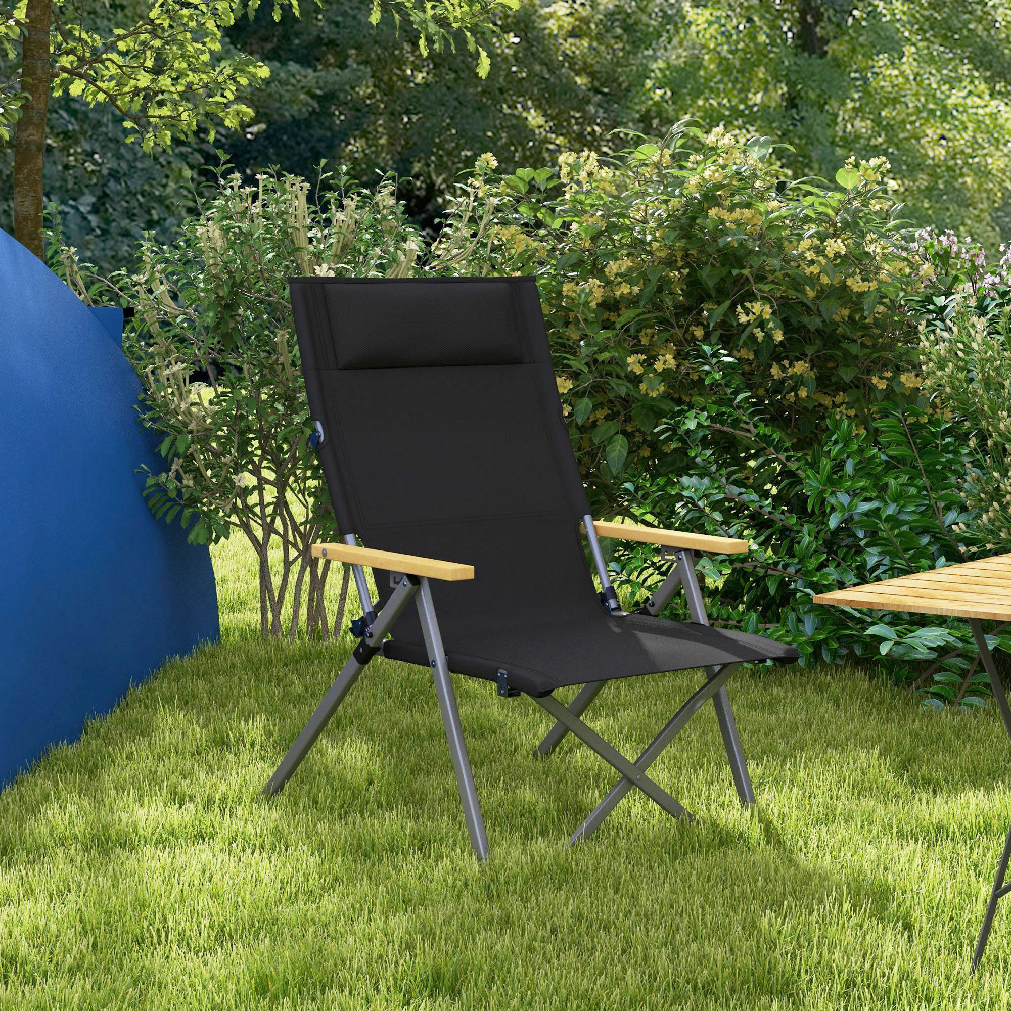 Outsunny Campingstuhl B/H/L: ca. 59,5x98x74 cm Campingstuhl - schwarz (74,00/59,50/98,00cm) - Outsunny