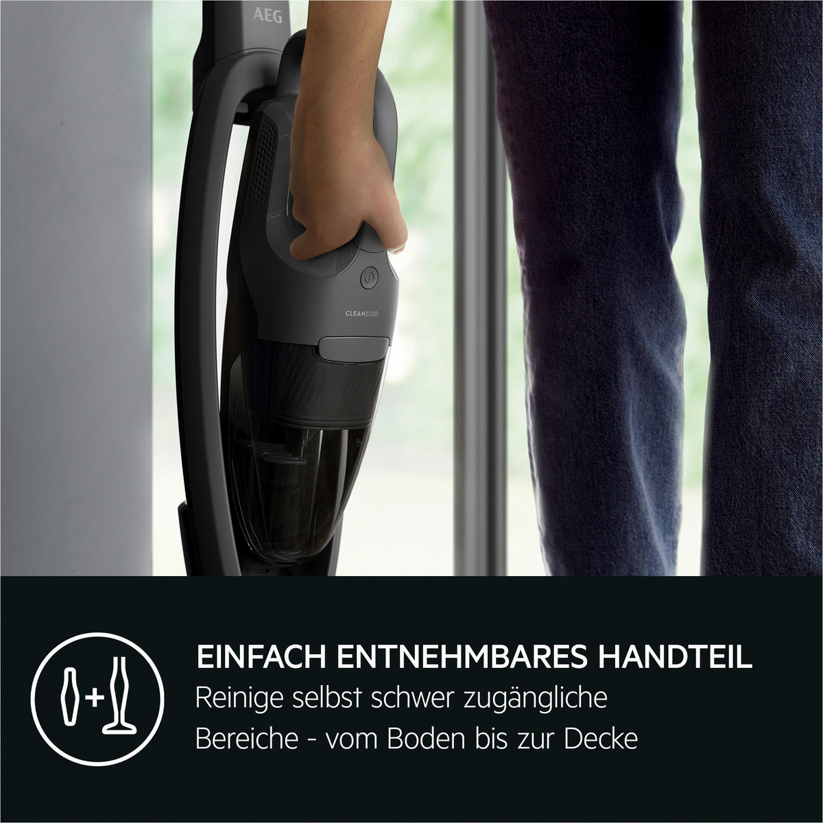 AEG Handstaubsauger AS52CB18DG schwarz Metall Kunststoff B/H/L: ca. 25,5x110,5x15 cm Handstaubsauger AS52CB18DG - schwarz (15,00/25,50/110,50cm) - AEG