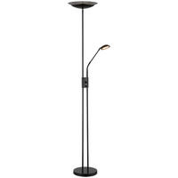 GLOBO Deckenfluter Rauch mattschwarz Metall Kunststoff Glas B/H/D: ca. 57x178,5x30 cm GANINA - mattschwarz/Rauch (30,00/178,50cm) - GLOBO