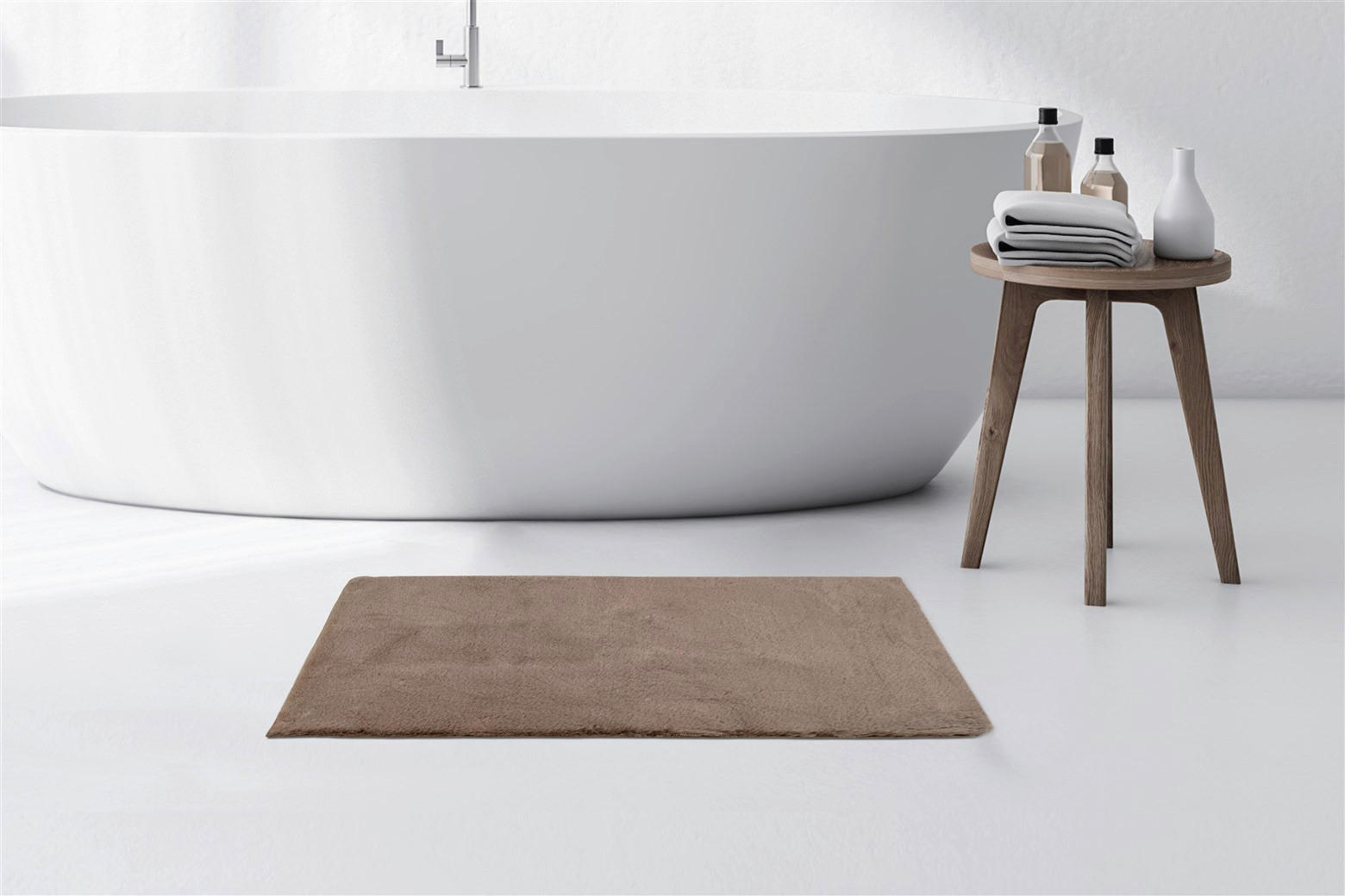 Kayoom Kurzflorteppich Badematte Rabbit Light 225 sand B/H/L: ca. 50x2,4x90 cm Badematte Rabbit Light 225 - sand (90,00/50,00/2,40cm) - Kayoom