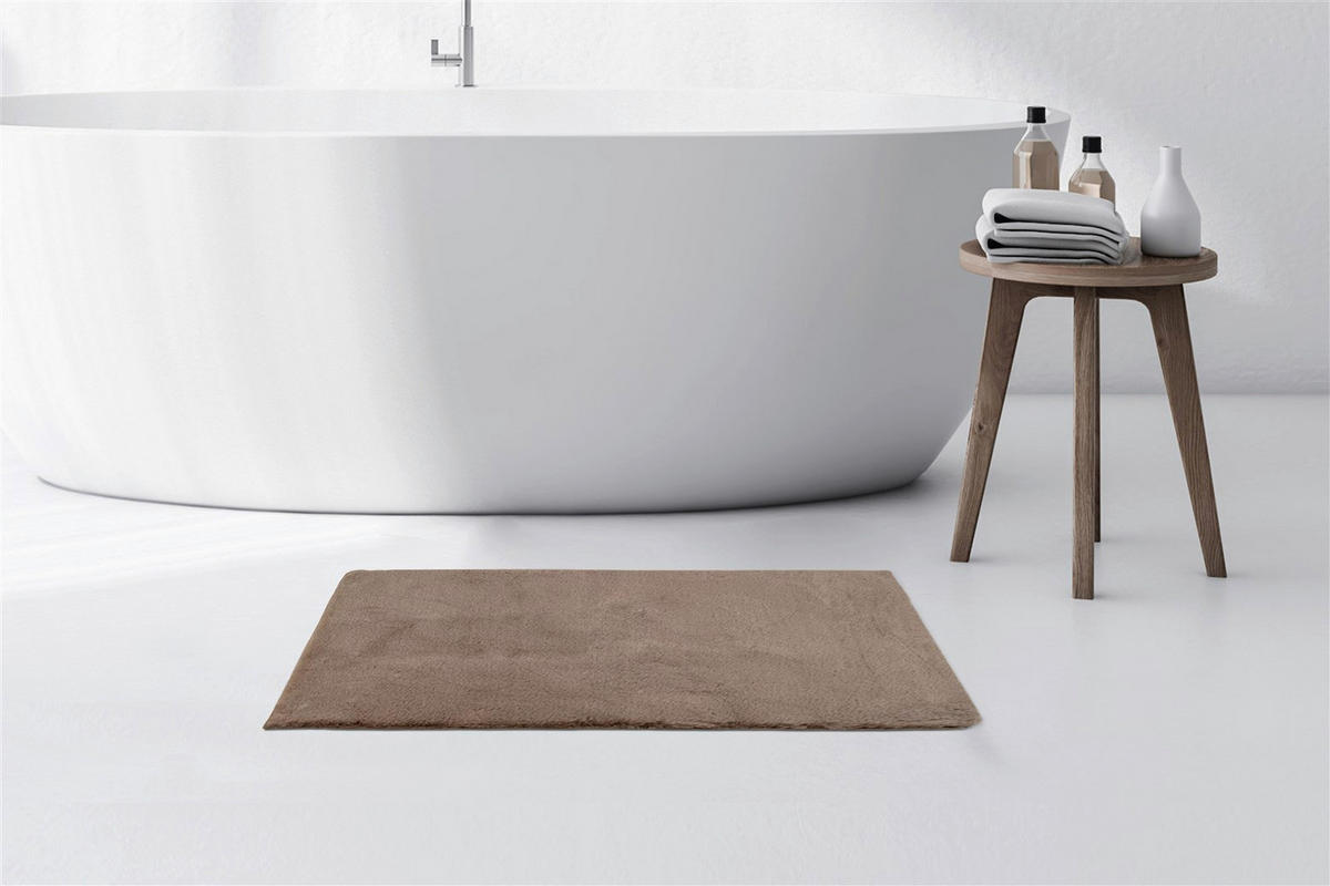 Kayoom Kurzflorteppich Badematte Rabbit Light 225 sand B/H/L: ca. 50x2,4x90 cm Badematte Rabbit Light 225 - sand (90,00/50,00/2,40cm) - Kayoom
