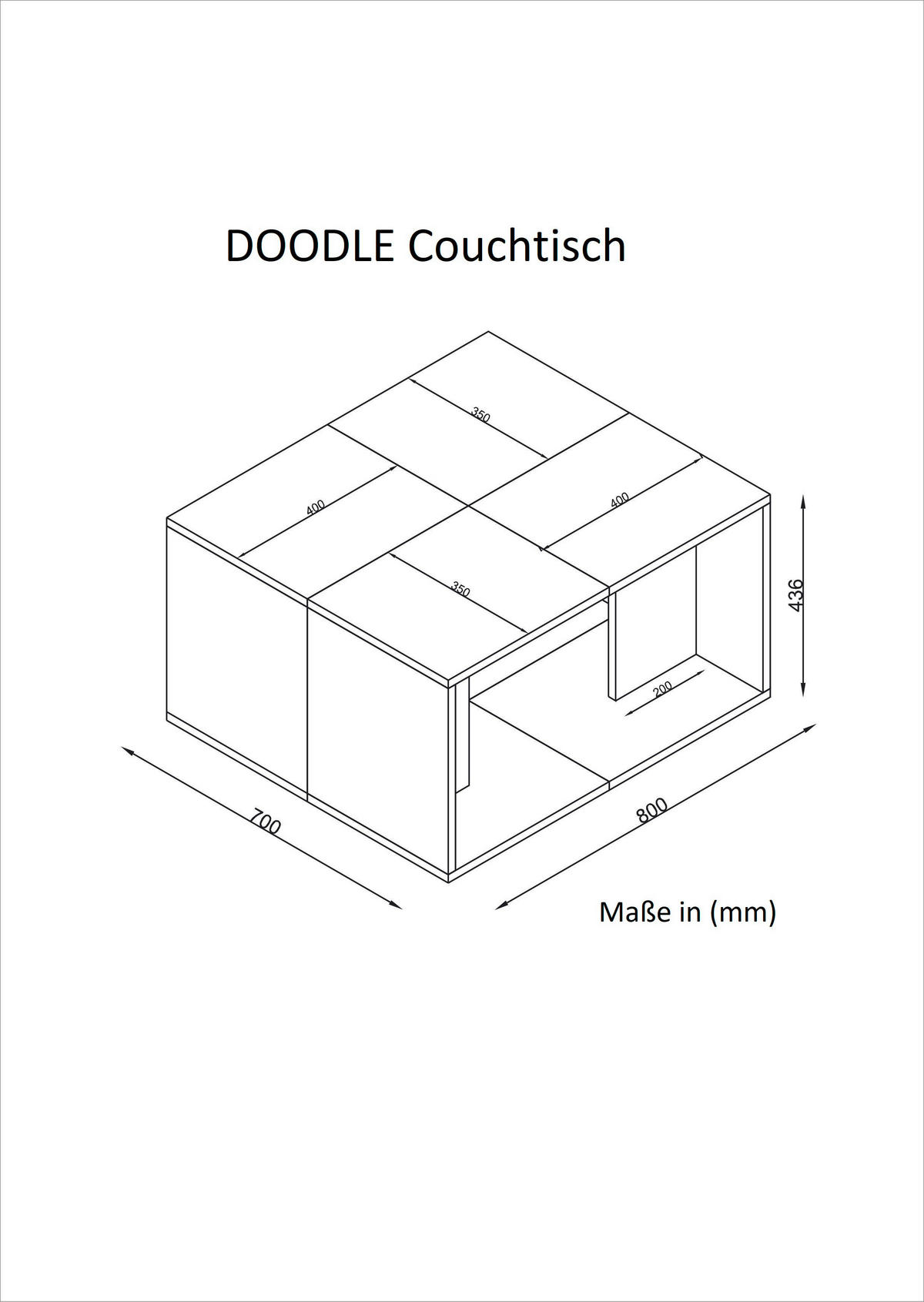 Couchtisch Doodle weiß B/H/T: ca. 80x46,3x70 cm Doodle - weiß (80,00/46,30/70,00cm) - moebel17