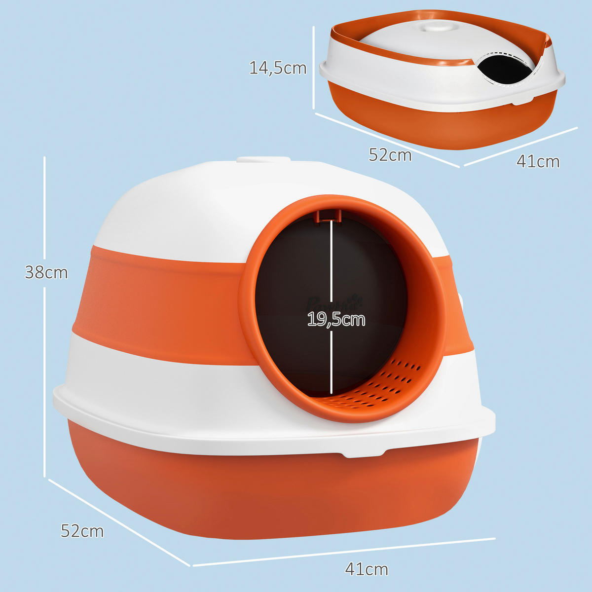 PawHut Katzentoilette weiß Kunststoff B/H/L: ca. 41x38x52 cm Katzentoilette - orange/weiß (52,00/41,00/38,00cm) - PawHut