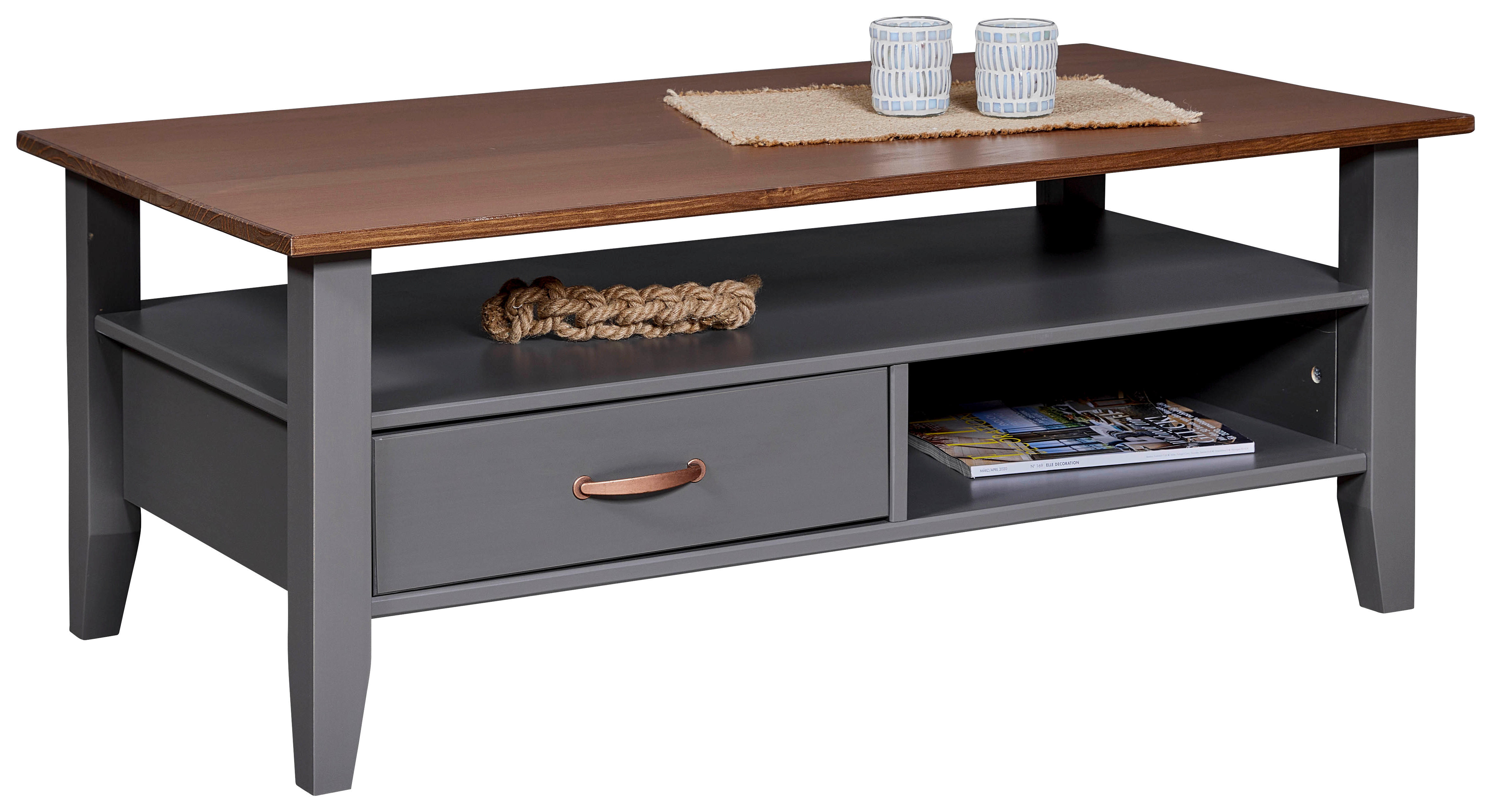 Couchtisch LUZERNA grau lackiert B/H/L: ca. 45x60x115 cm LUZERNA - grau (115,00/45,00/60,00cm) - Inter Link