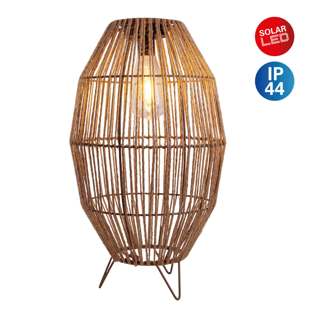 LED-Solarleuchte Korbinian 5292327 natur Kunststoff Eisen B/H/L: ca. 19,5x34x19,5 cm LED Solarleuchte "KORBINIAN" - natur (19,50/19,50/34,00cm) - Näve Leuchten
