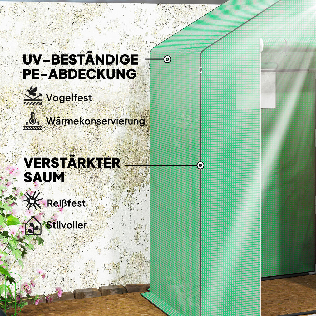 Outsunny Gewächshaus B/H/L: ca. 74x190x143 cm Gewächshaus - grün (143,00/74,00/190,00cm) - Outsunny