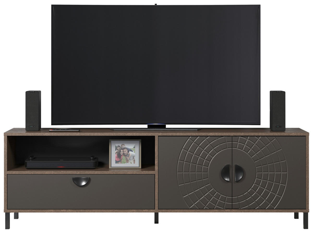 Lowboard Fusion Eiche dunkel Nachbildung bronze Optik B/H/T: ca. 183x55x40 cm Fusion - Eiche/bronze (183,00/55,00/40,00cm)