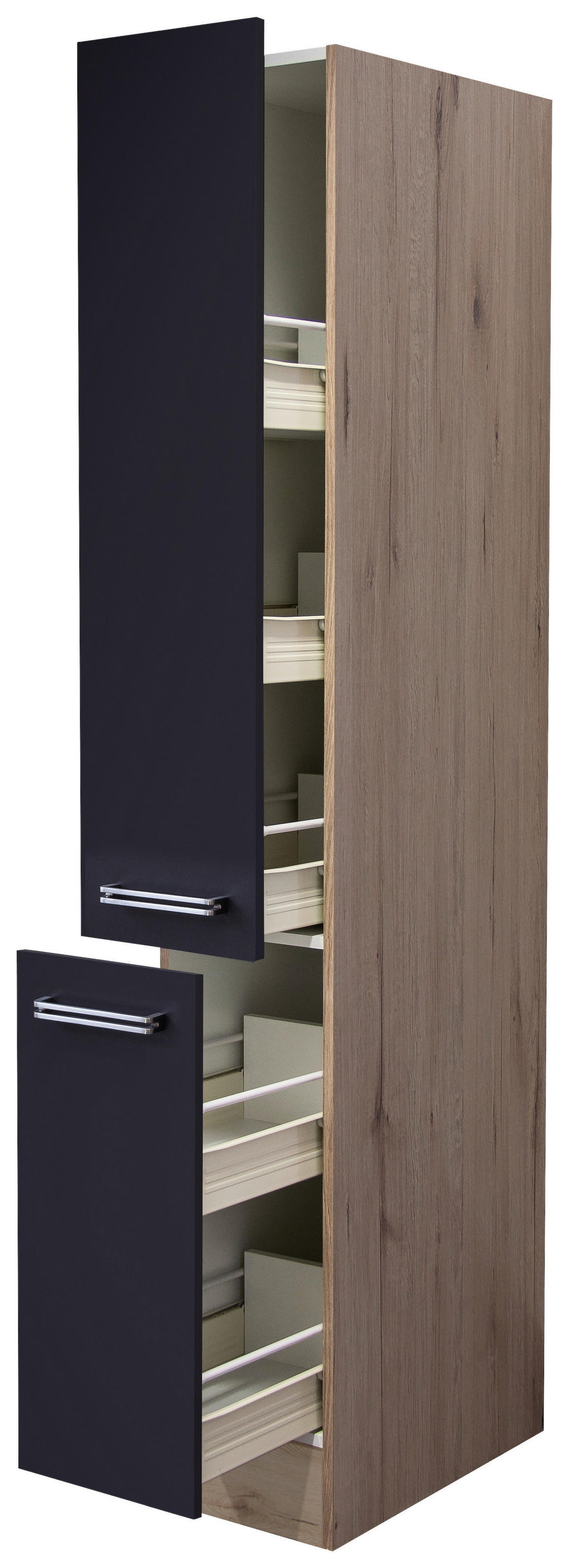 Apothekerschrank Elva anthrazit strukturiert B/H/T: ca. 30x200x57 cm Elva - Eiche/anthrazit (30,00/200,00/57,00cm) - Flex-Well