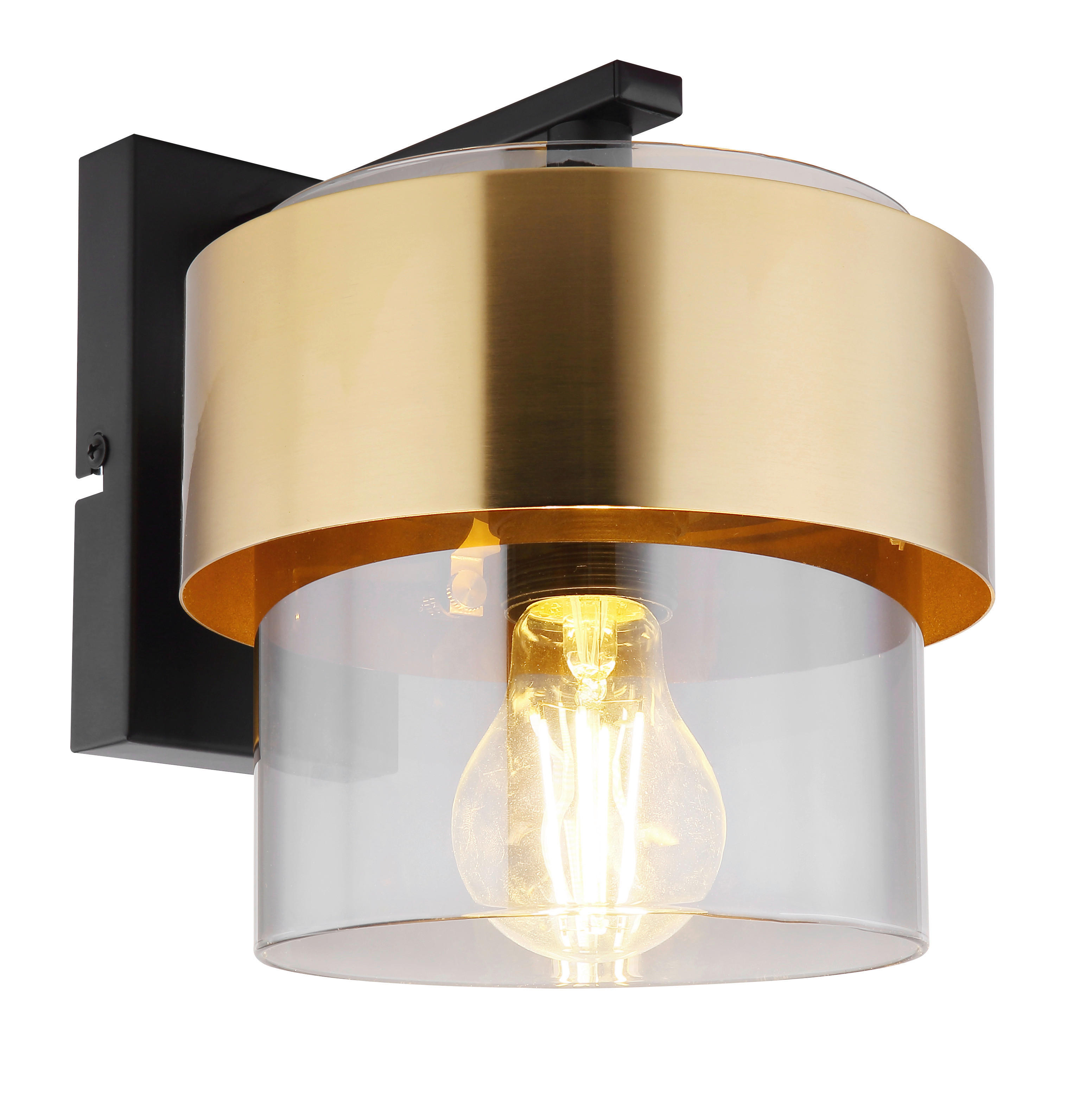 GLOBO Wandleuchte schwarz messing Metall B/H: ca. 18x21,5 cm E27 1 Brennstellen MILLEY - messing/schwarz (18,00/21,50cm) - GLOBO