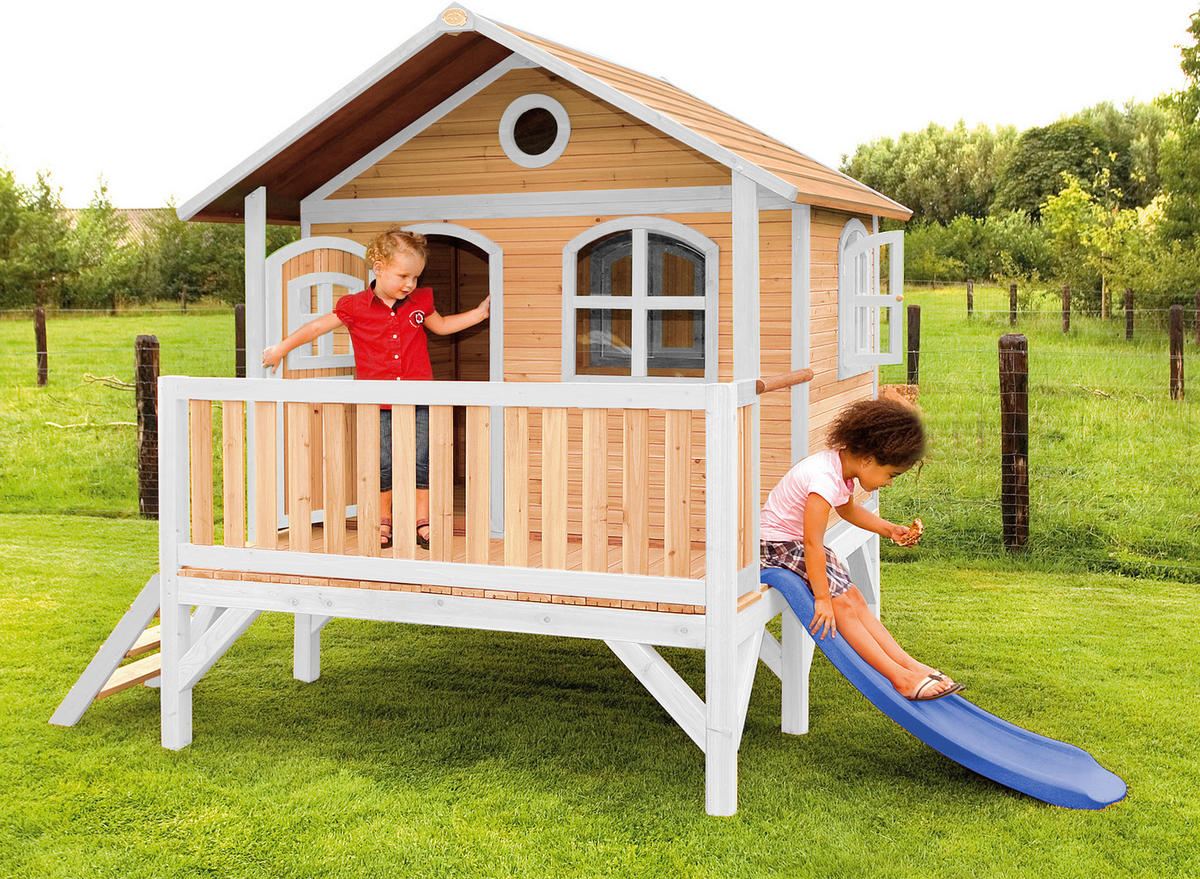 AXI Spielhaus Stef braun B/H/L: ca. 349x233x212 cm Stef - braun/blau (212,00/349,00/233,00cm) - AXI