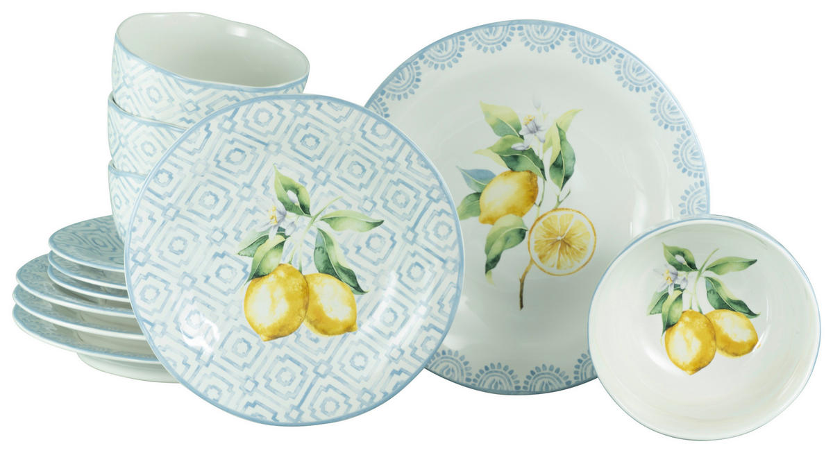 CreaTable Tafelservice Lemoncello bunt Steinzeug 12 tlg. Lemoncello - bunt - CreaTable