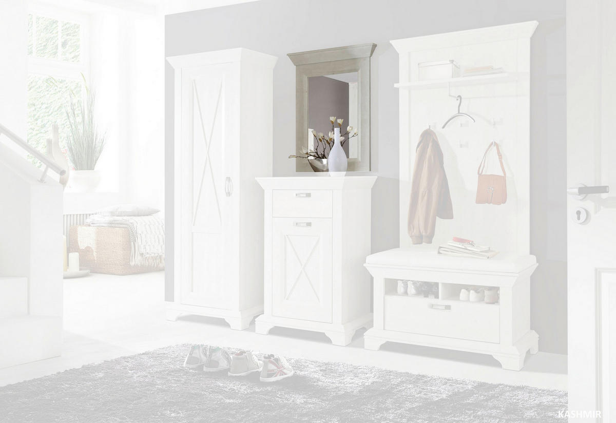 Wandspiegel  weiß Pinie Nachbildung B/H/T: ca. 72,1x92,8x7,3 cm Kashmir_Wandspiegel KSMD40-D43 - weiß (72,10/92,80/7,30cm)