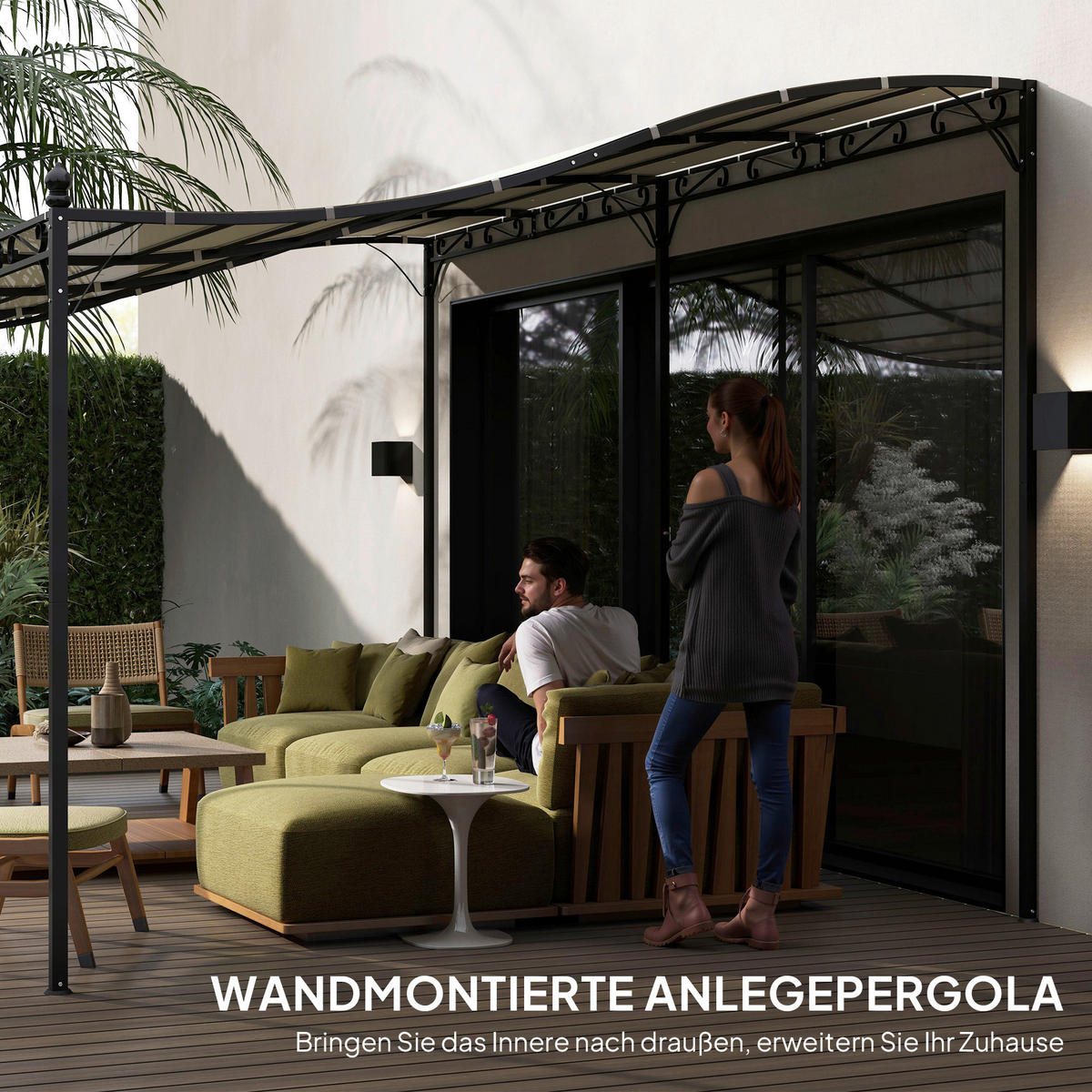 Outsunny Anbaupavillon cremeweiß Polyester B/H/L: ca. 298x253x491 cm Anbaupavillon - cremeweiß (491,00/298,00/253,00cm) - Outsunny