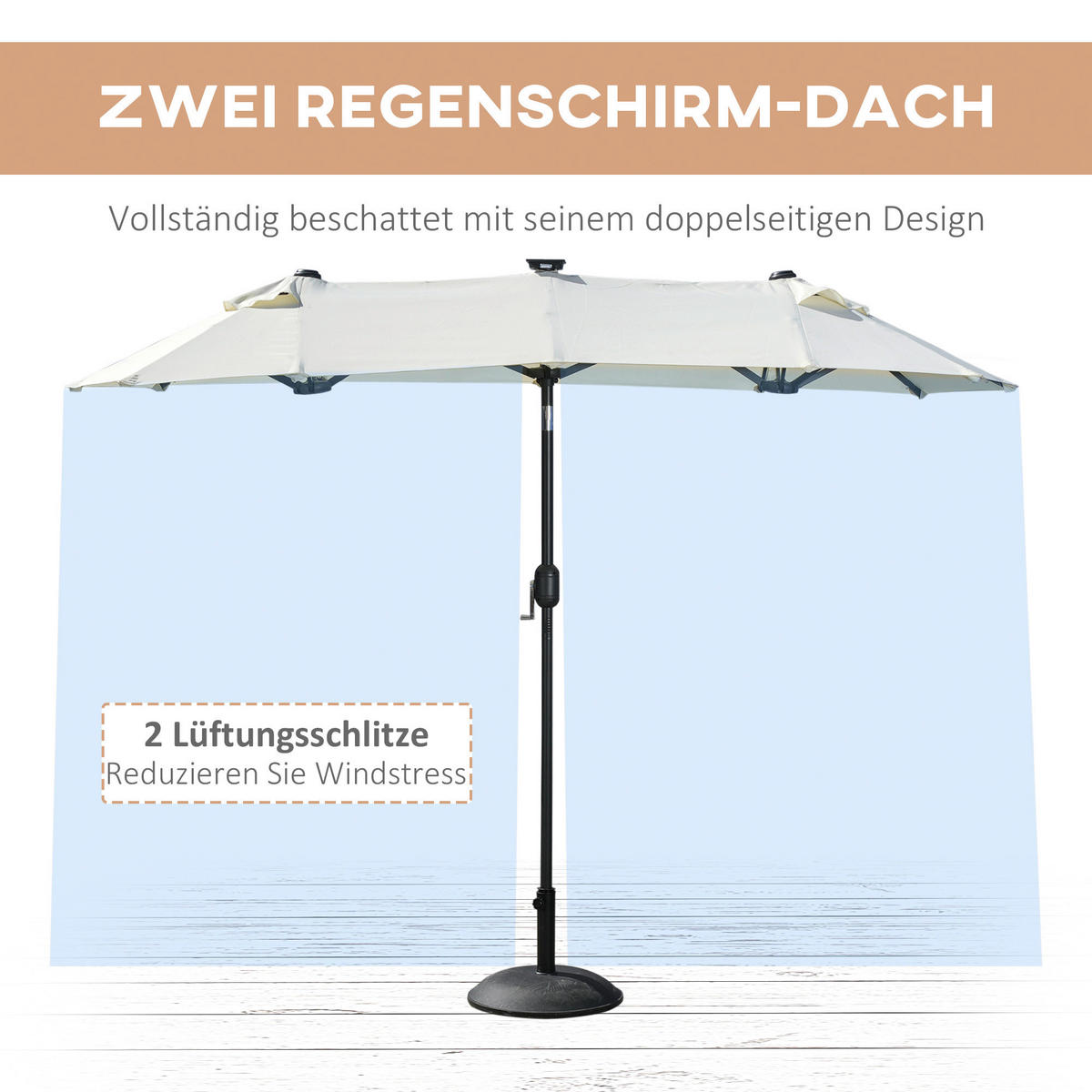 Outsunny Doppelseitiger Sonnenschirm beige Stahl B/H/L: ca. 150x219x295 cm Doppelseitiger_Sonnenschirm - beige (295,00/150,00/219,00cm) - Outsunny
