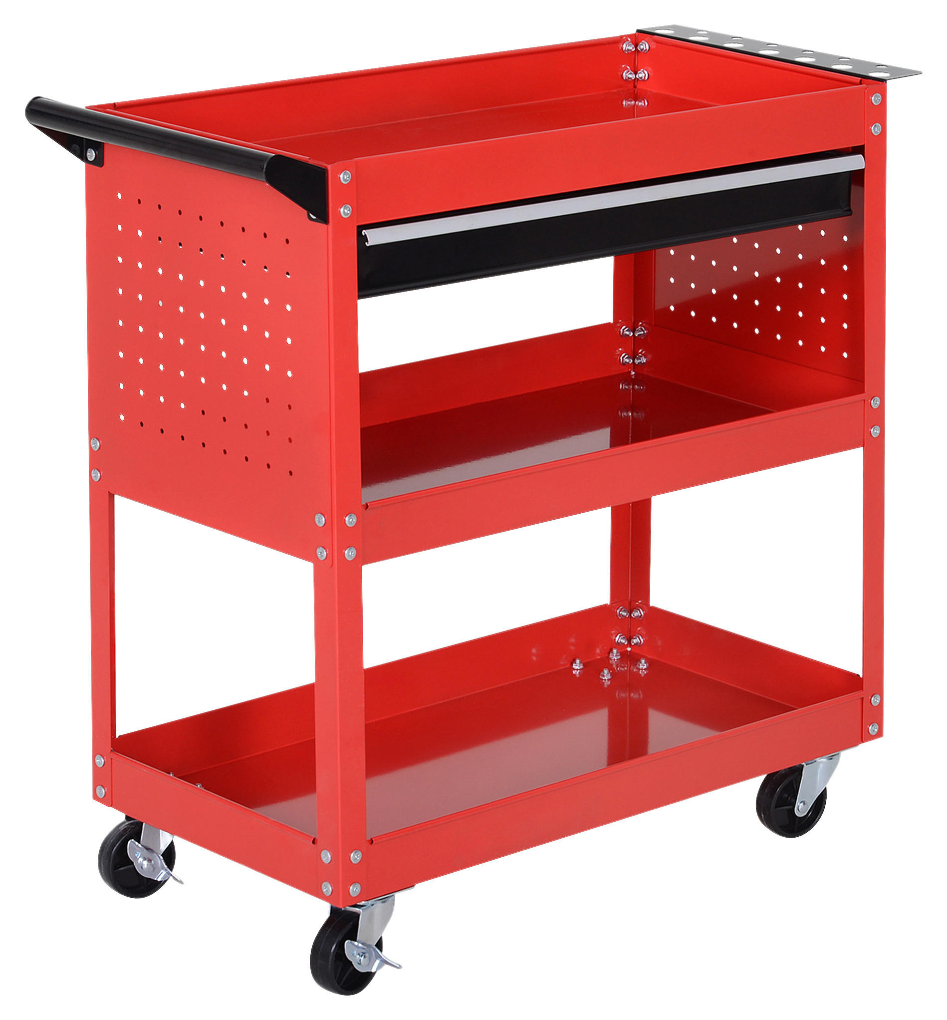Werkstatt-Zubehör schwarz B/H/L: ca. 35x82x76 cm Werkstatt-Rollwagen - rot/schwarz (76,00/35,00/82,00cm) - HOMCOM