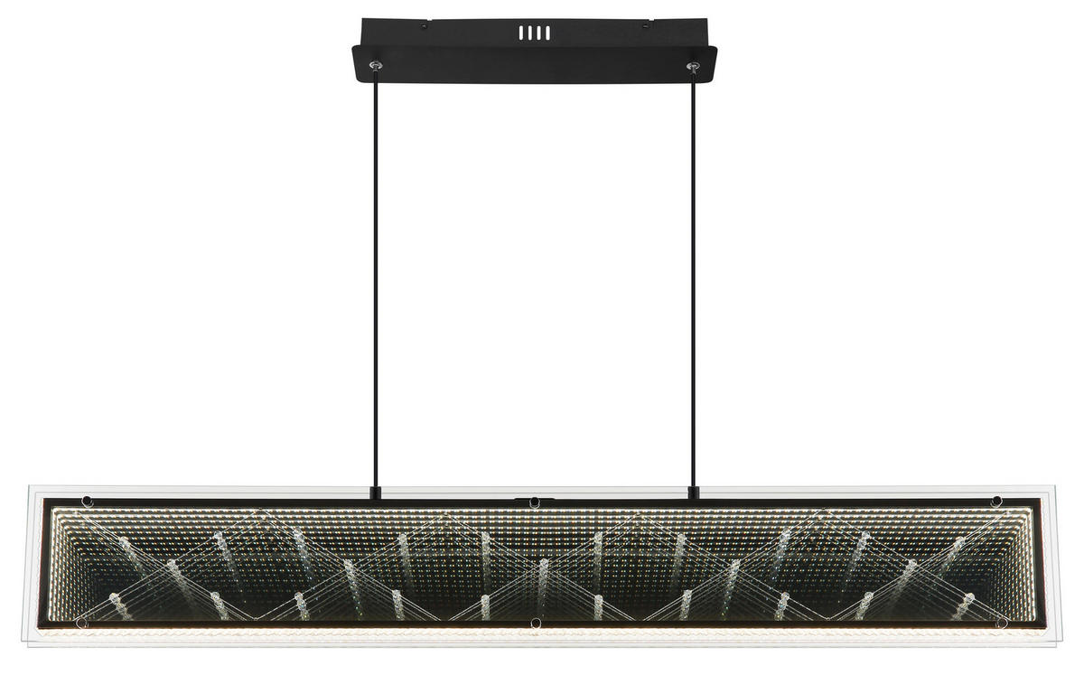 GLOBO Hängeleuchte klar schwarz Aluminium Glas Kunststoff B/H/L: ca. 8x120x113 cm 1.0 Brennstellen Mirrora - klar/schwarz (113,00/8,00/120,00cm) - GLOBO