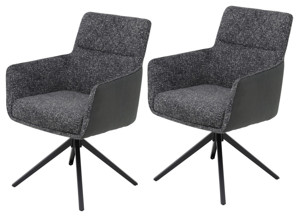 Sessel Udine, 2er-Set anthrazit Webstoff Microfaser B/H/T: ca. 62x90,5x66 cm Udine, 2er-Set - anthrazit (62,00/90,50/66,00cm) - Hela