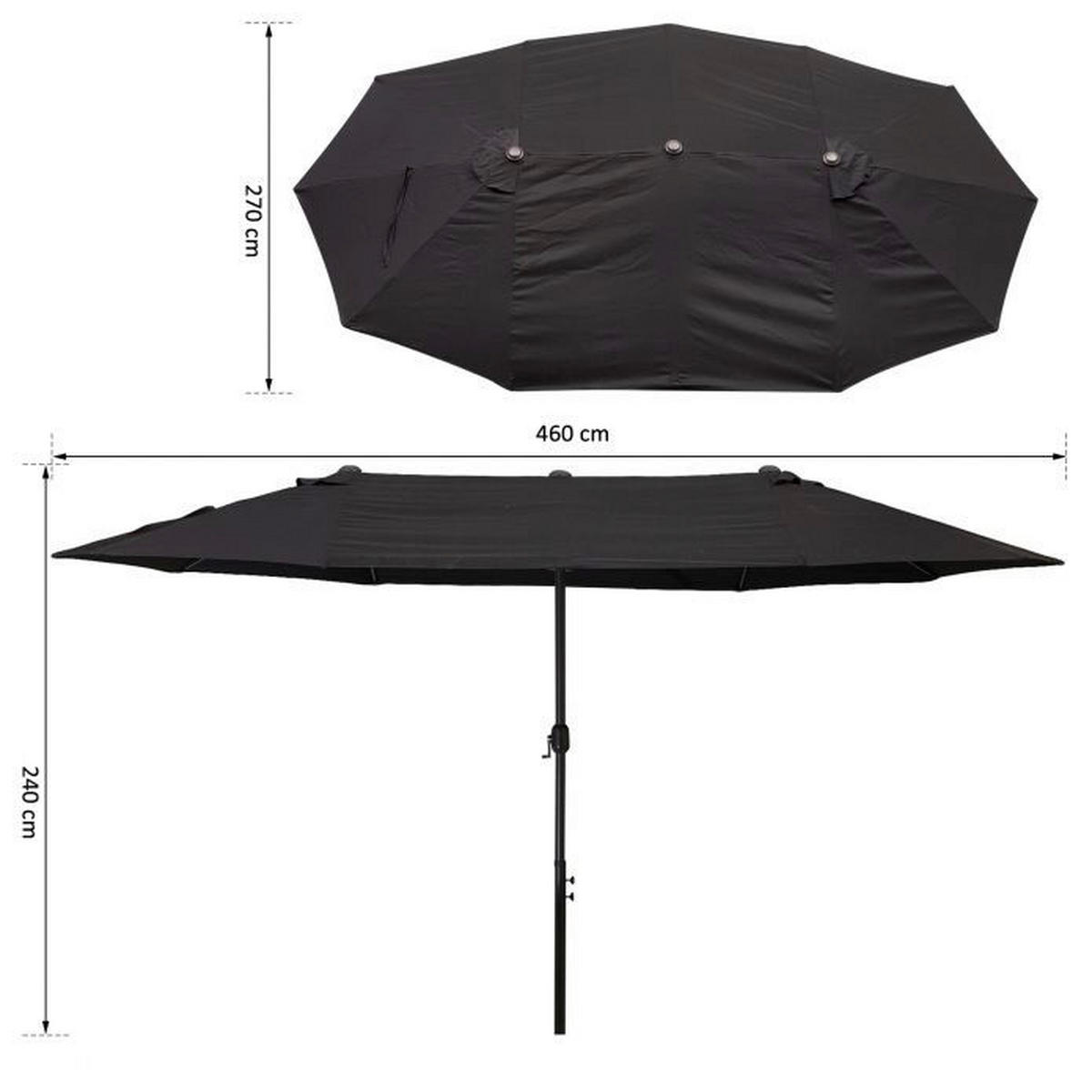 Outsunny Marktschirm schwarz Stahl B/H/L: ca. 270x240x460 cm Marktschirm - schwarz (460,00/270,00/240,00cm) - Outsunny