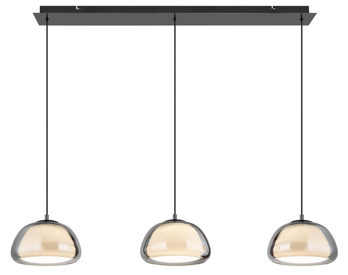 GLOBO Hängeleuchte Chrom schwarz Glas Metall B/H/L: ca. 36x21x101 cm Hängeleuchte-Avila - schwarz/Chrom (101,00/36,00/21,00cm) - GLOBO