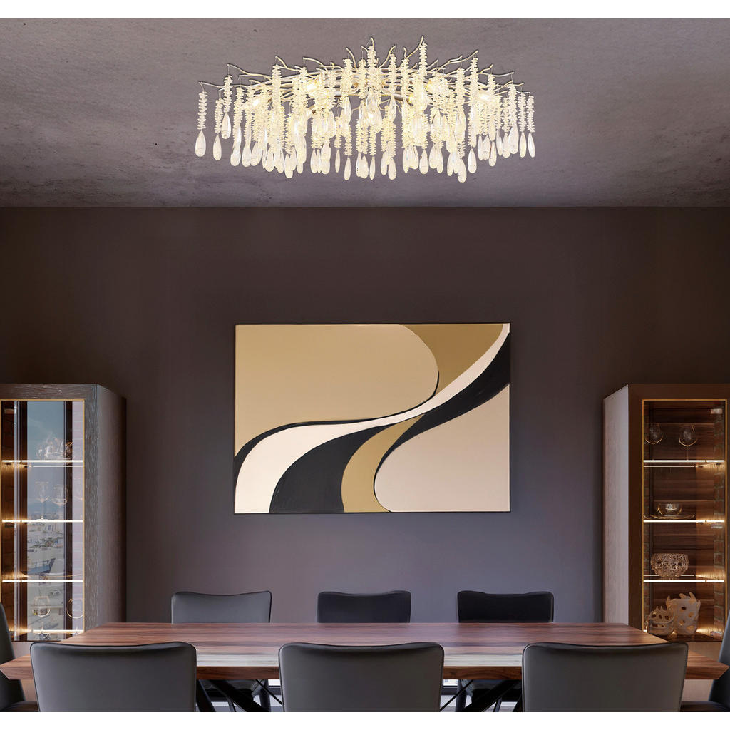 Thumbnail - GLOBO Deckenleuchte klar silber Metall Glas B/H/L: ca. 55x45x100 cm E14 10 Brennstellen