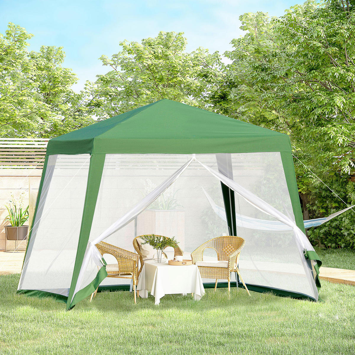 Outsunny Pavillon grün Polyester B/H/L: ca. 300x245x300 cm Pavillon - grün (300,00/300,00/245,00cm) - Outsunny