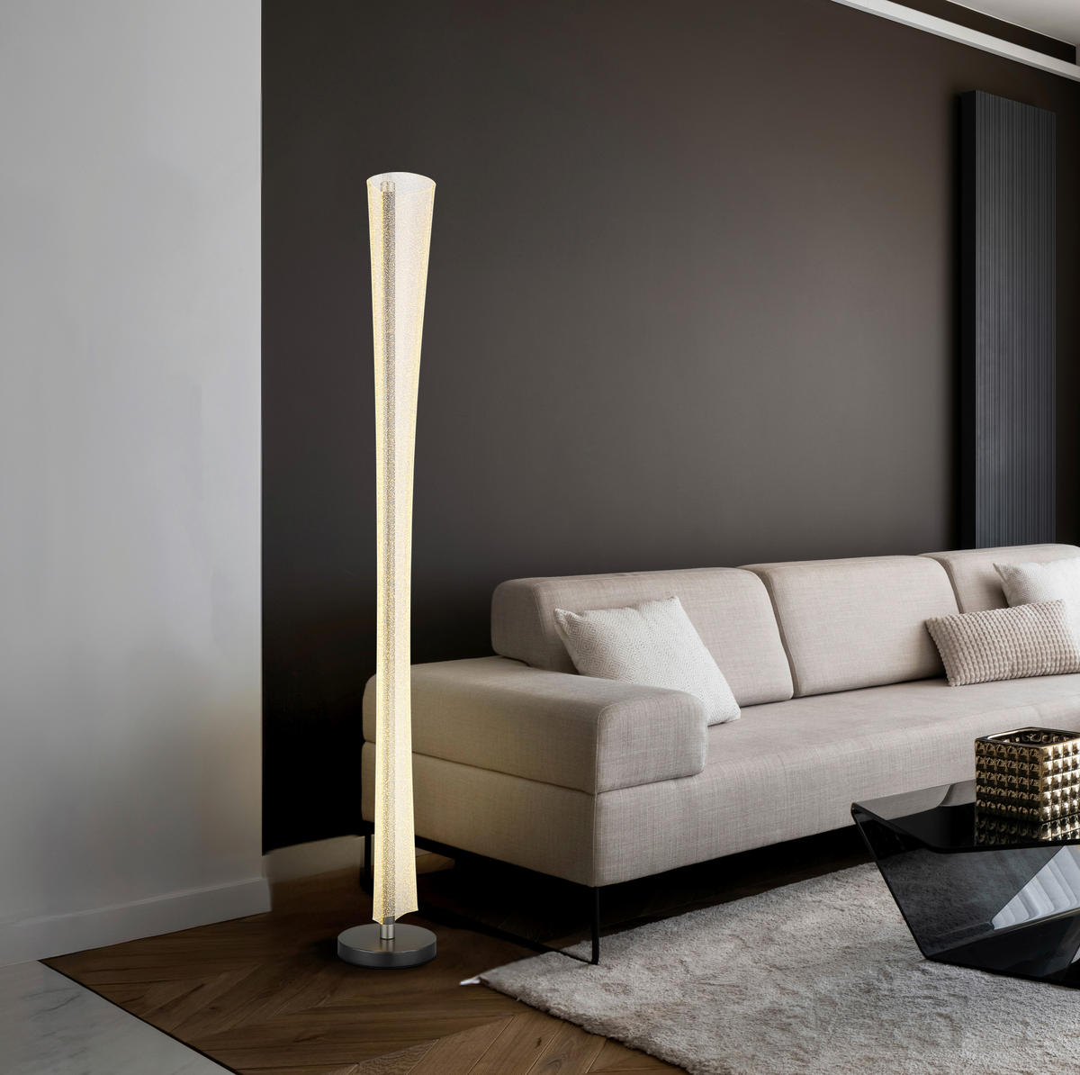 GLOBO LED-Stehleuchte nickel matt anthrazit klar Metall Kunststoff H/D: ca. 155x20 cm 1 Brennstellen MALINDA - klar/nickel matt (20,00/155,00cm) - GLOBO