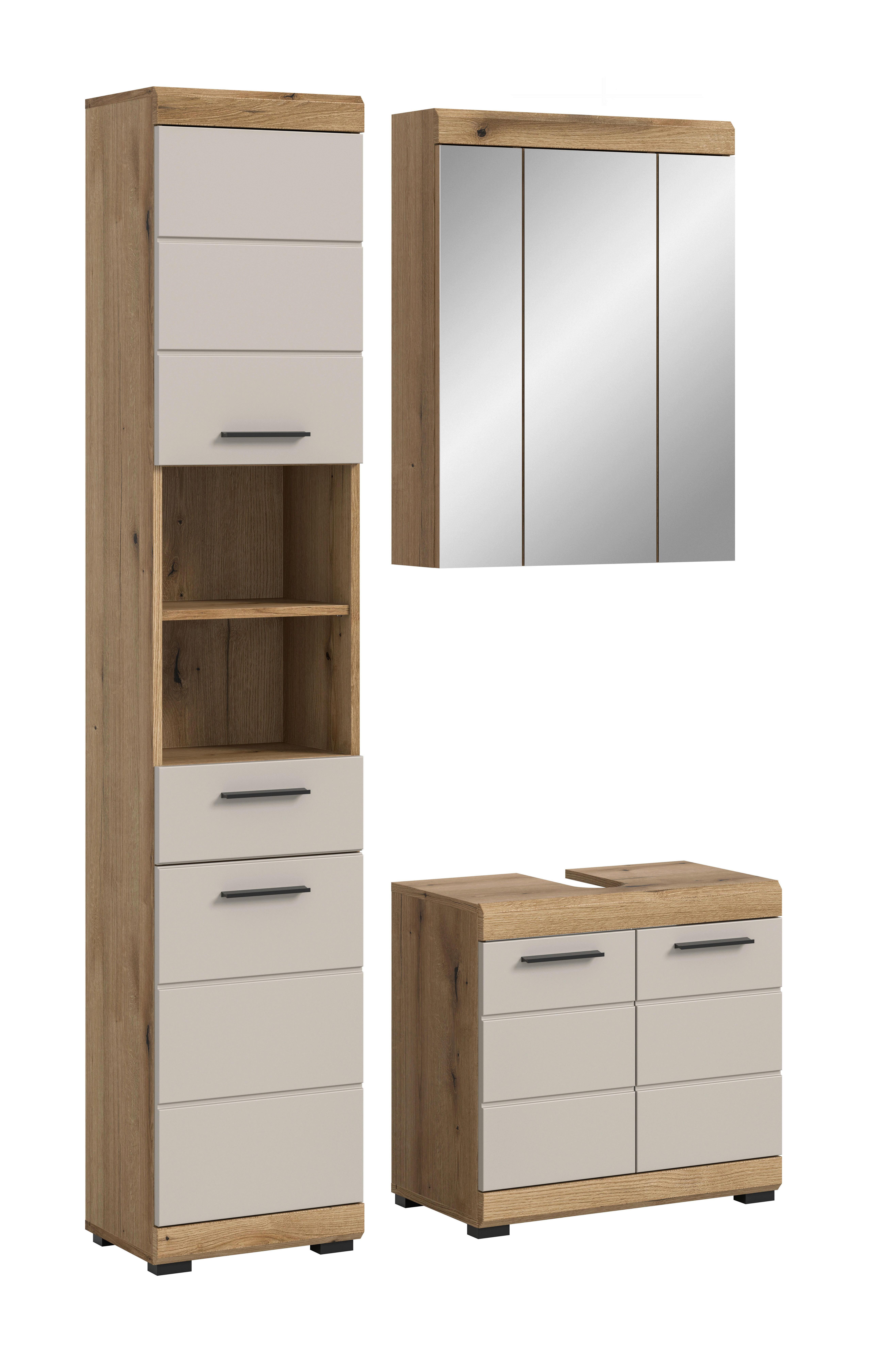 Badezimmer-Set Scout Evoke Oak Nachbildung Kaschmirgrau Nachbildung B/H/T: ca. 112x191x34 cm Scout - Kaschmirgrau (112,00/191,00/34,00cm) - xonox.home