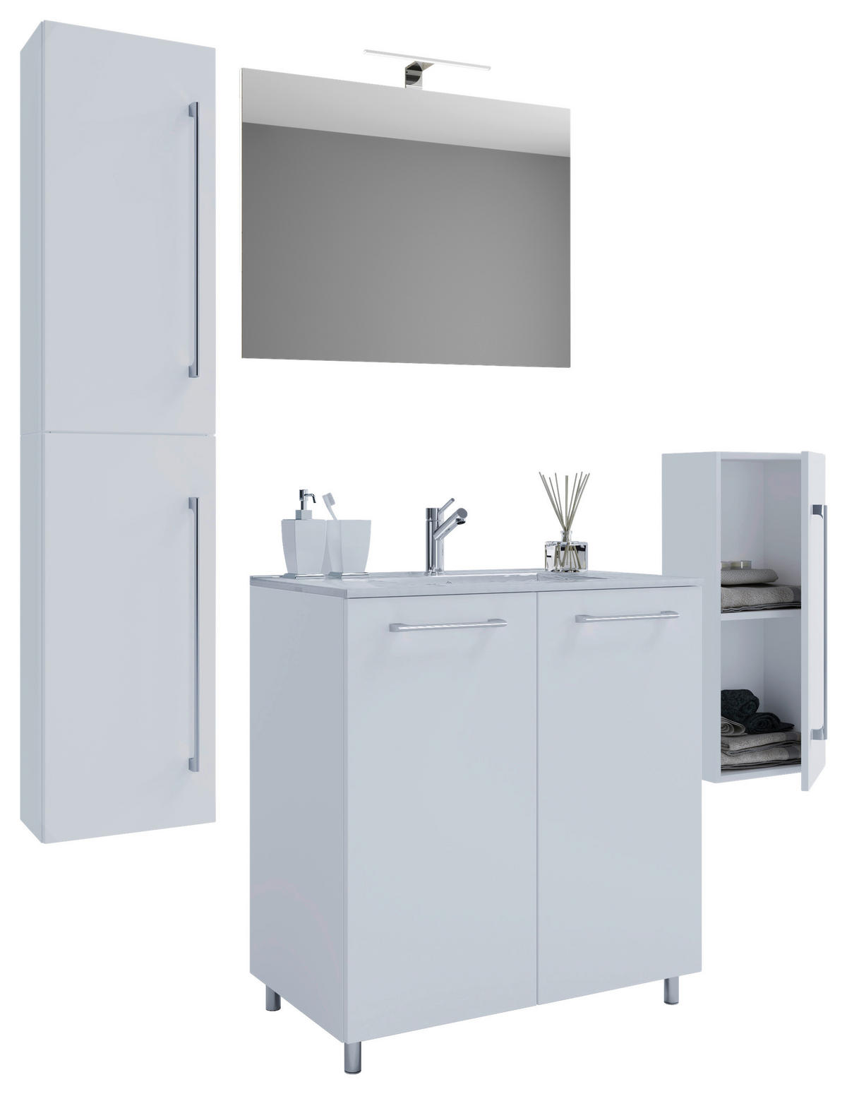 Waschplatz 5tlg-Gilos weiß B/H/T: ca. 60x86x46 cm 5tlg-Gilos - weiß (60,00/86,00/46,00cm) - VCM Möbel
