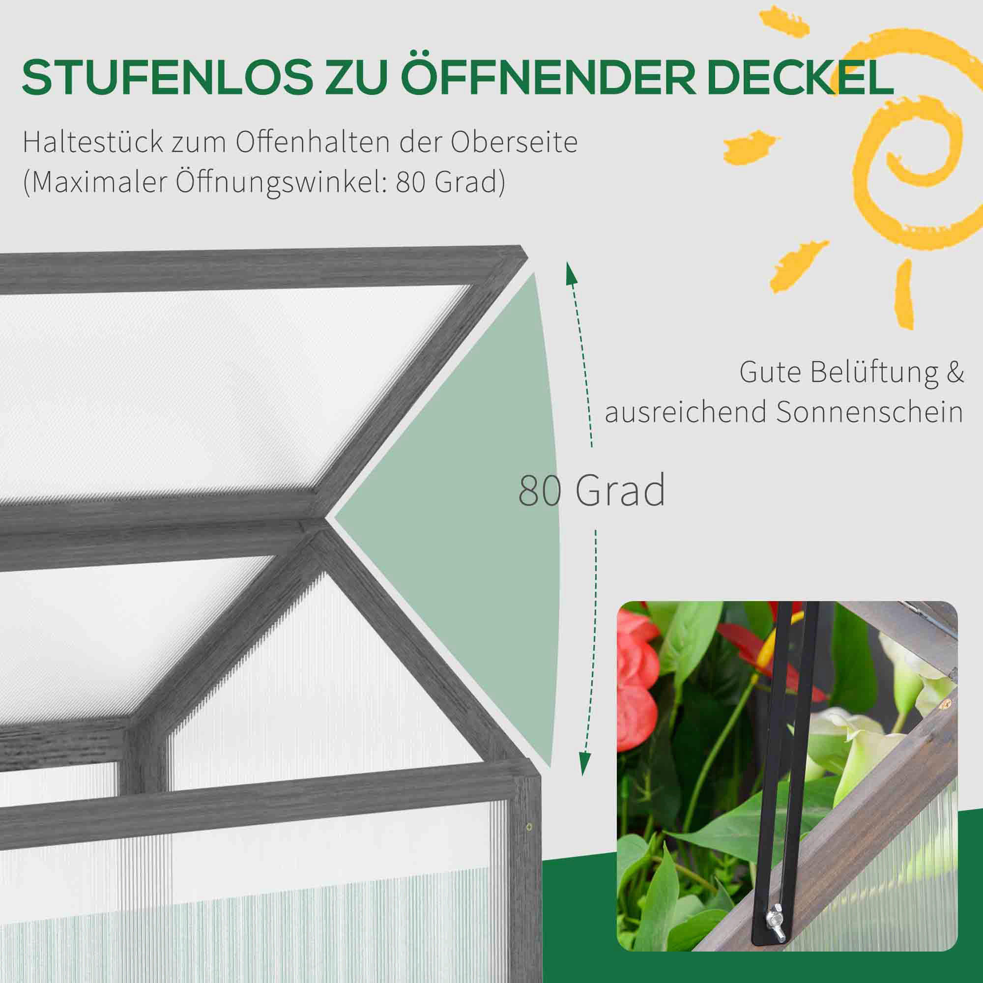 Outsunny Gewächshaus B/H/L: ca. 52x49,5x90 cm Gewächshaus - grau (90,00/52,00/49,50cm) - Outsunny