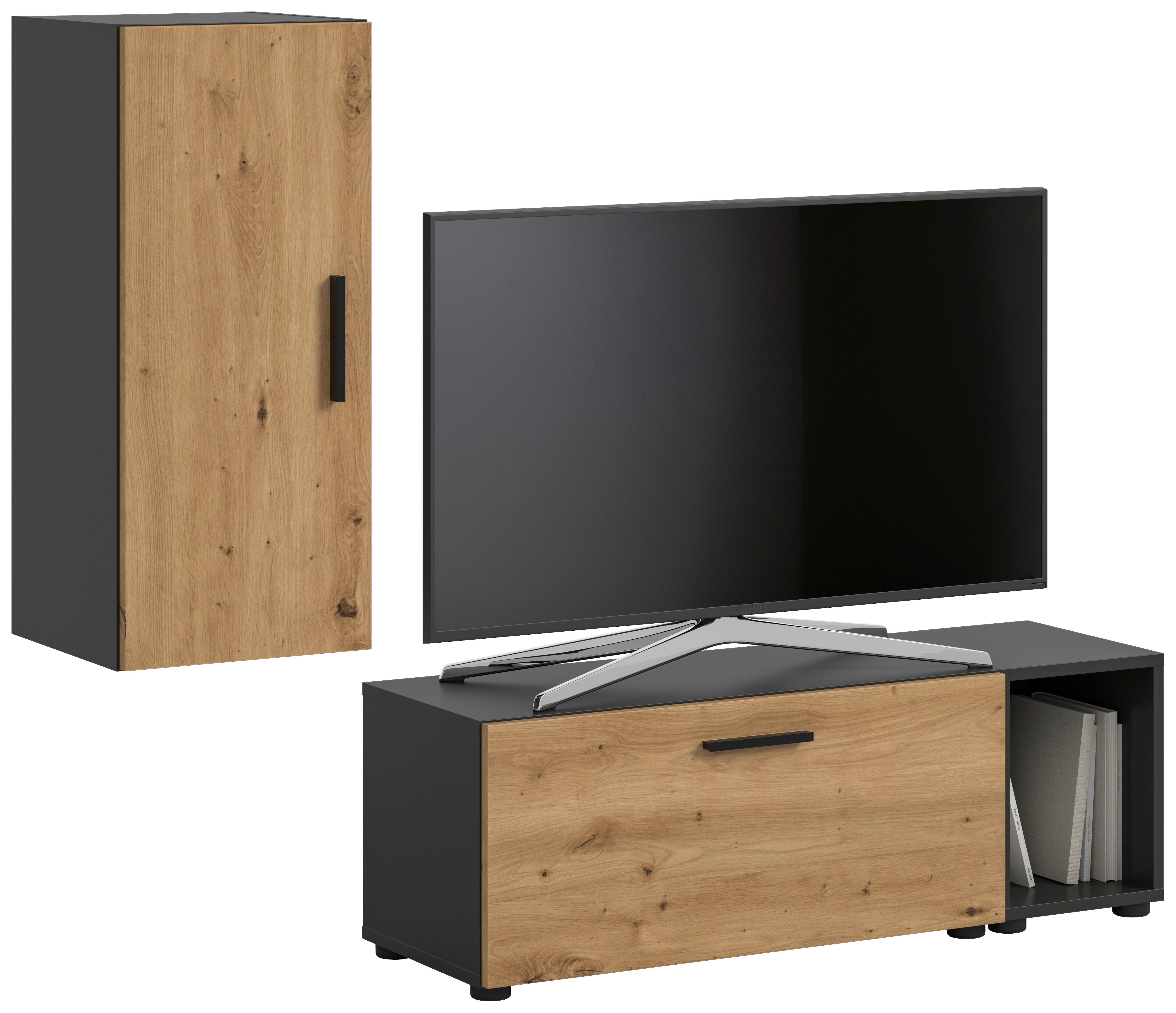 Wohnwand-Set TheOne Eiche Artisan Nachbildung anthrazit B/H/T: ca. 75x32x34 cm TheOne - Eiche/anthrazit (75,00/32,00/34,00cm)