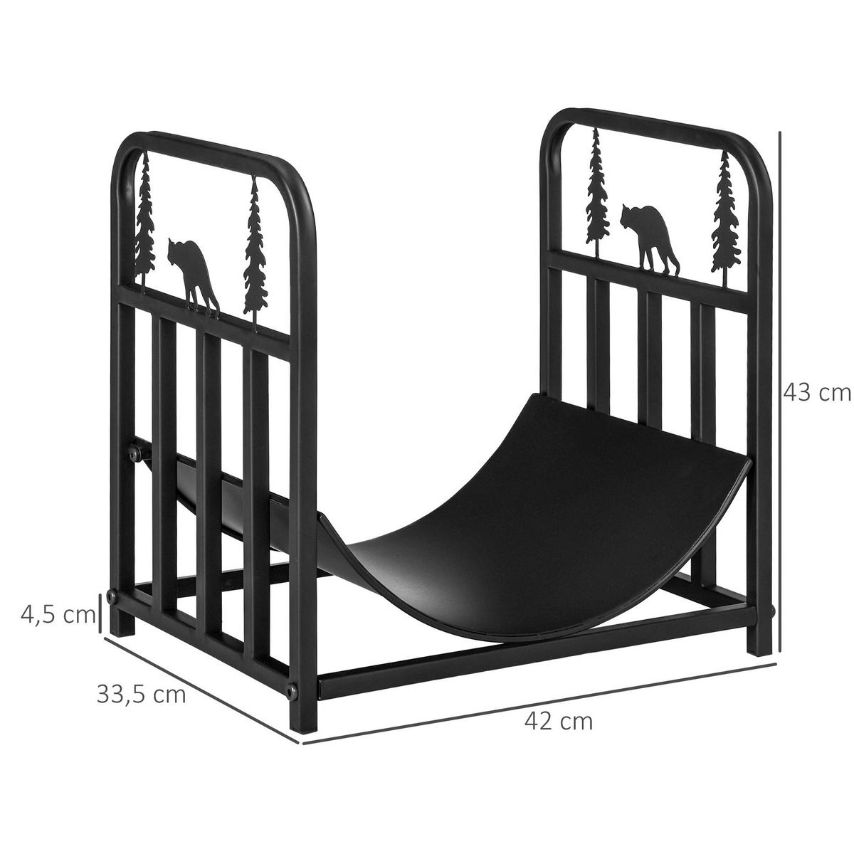 Outsunny Kaminholzregal schwarz B/H/L: ca. 33,5x43x42 cm Kaminholzregal - schwarz (42,00/33,50/43,00cm) - Outsunny