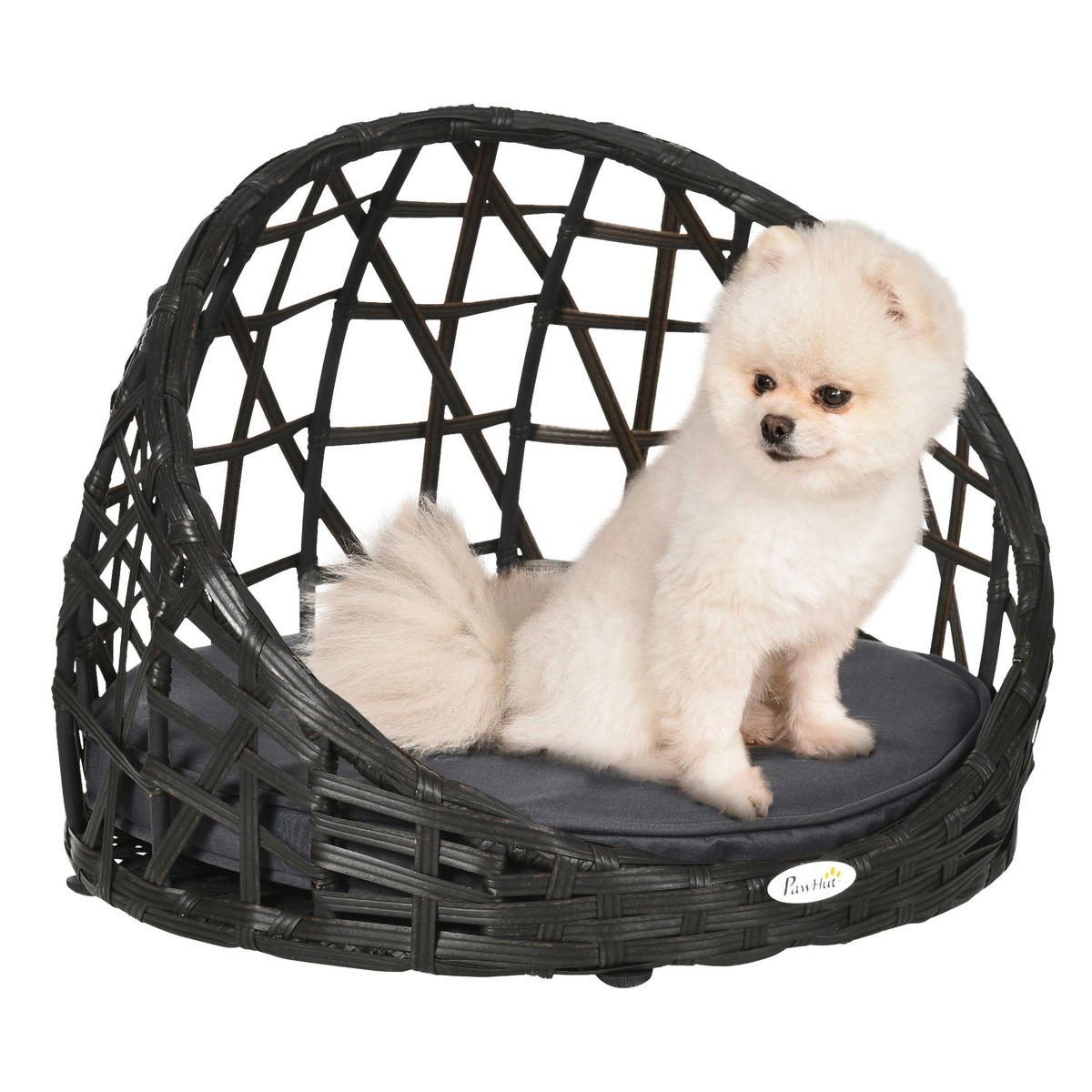 PawHut Hunde-Zubehör schwarz Edelstahl B/H/L: ca. 51x51x41 cm Hundehütte - schwarz (41,00/51,00/51,00cm) - PawHut