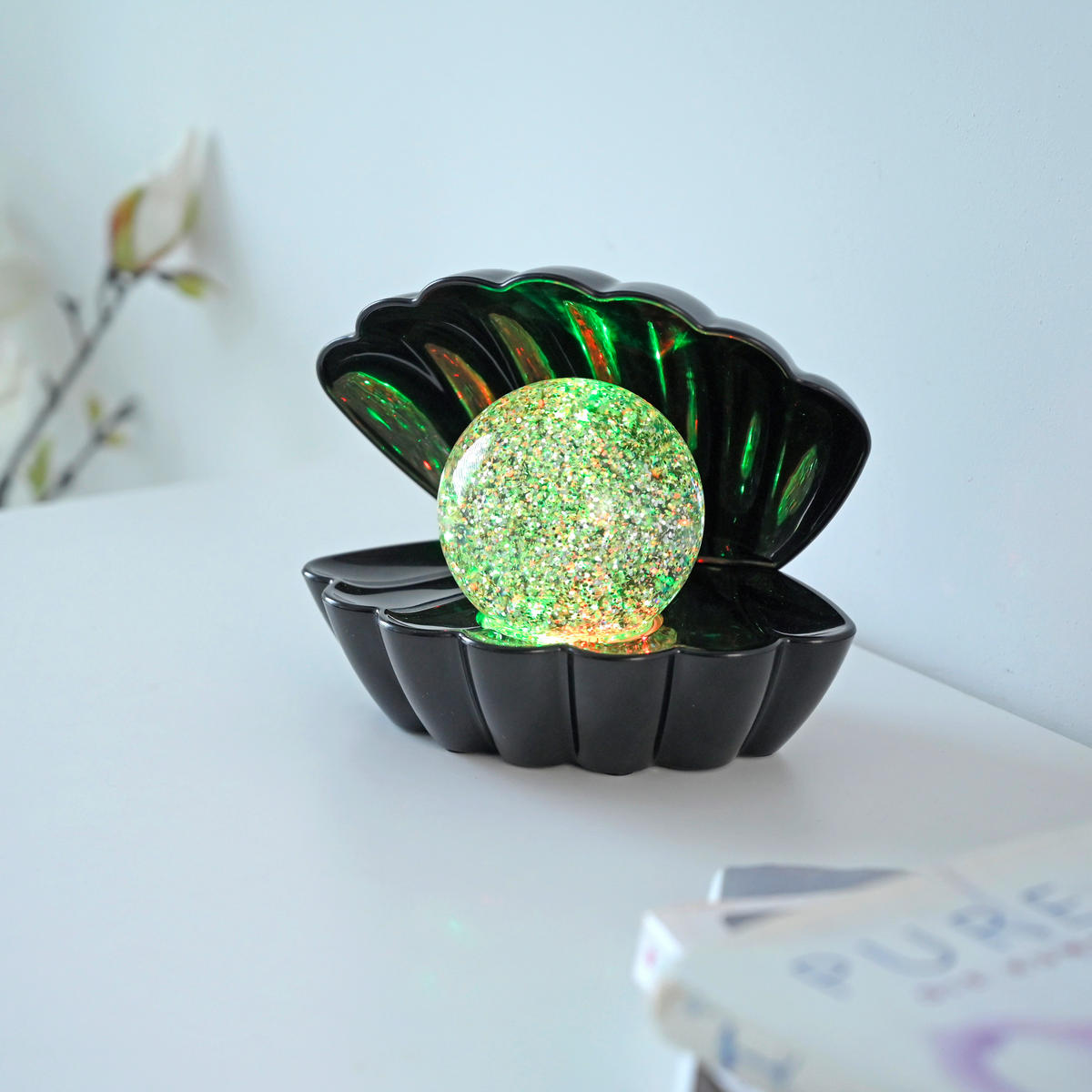 Just Light LED-Dekoleuchte schwarz Kunststoff B/H/D: ca. 18x13x14,8 cm LED-Dekoleuchte_Muschel - schwarz (14,80/13,00cm) - Just Light