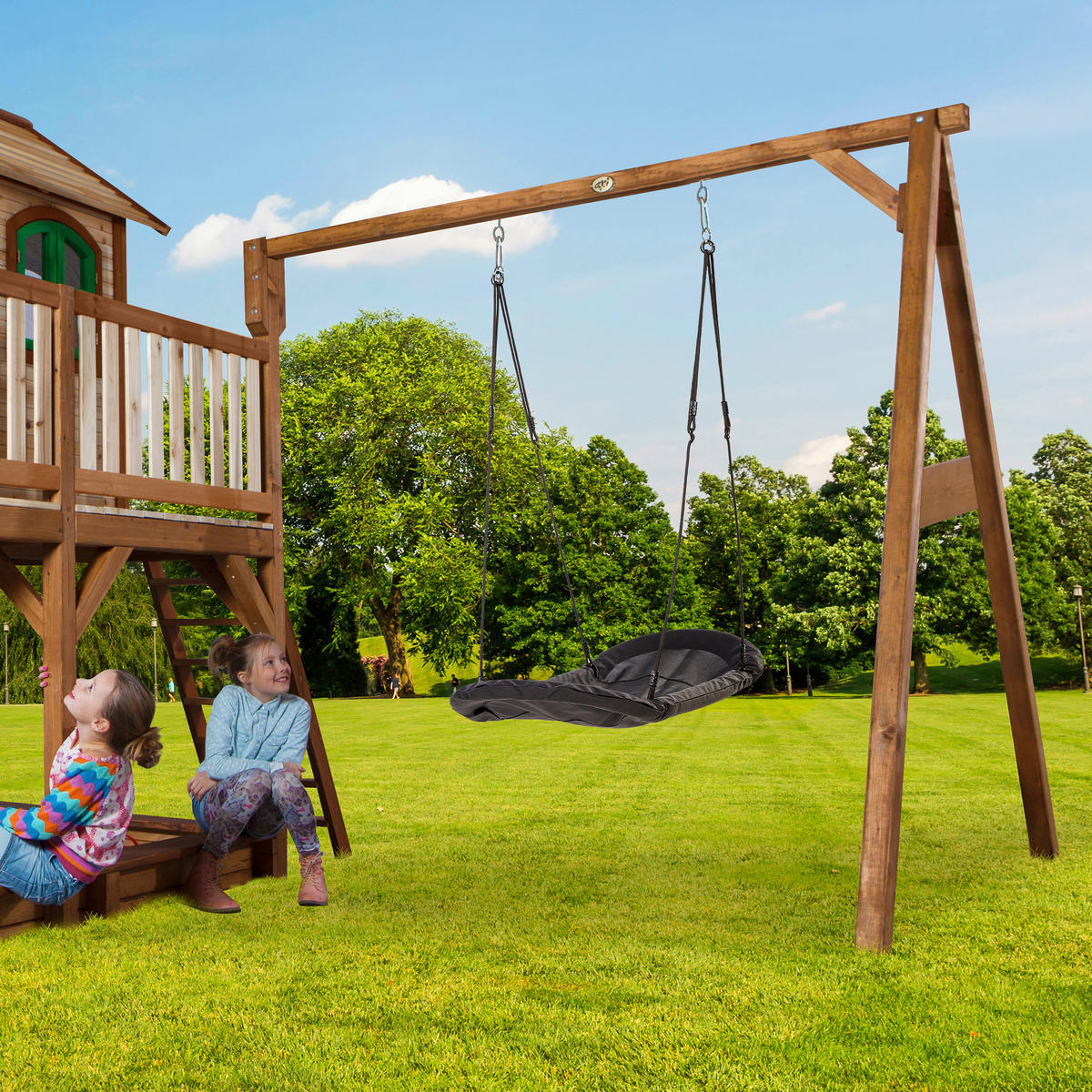 AXI Spielhaus Liam braun B/H/L: ca. 613x291x277 cm Liam - braun/weiß (277,00/613,00/291,00cm) - AXI