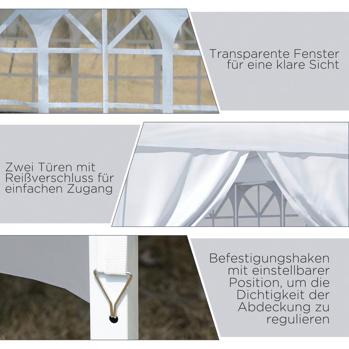 Outsunny Pavillon weiß Polyester B/H/L: ca. 2,95x2,95x2,58 cm Faltpavillon - weiß (2,58/2,95/2,95cm) - Outsunny