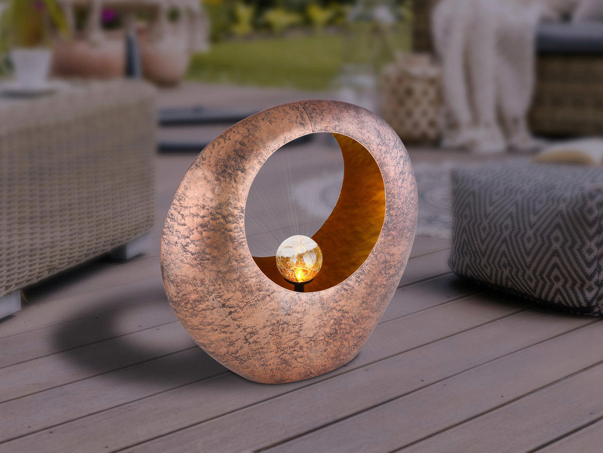 LED-Solarleuchte messing klar Metall B/H/T: ca. 13,5x37x35 cm SOLAR - klar/messing (13,50/37,00/35,00cm) - GLOBO