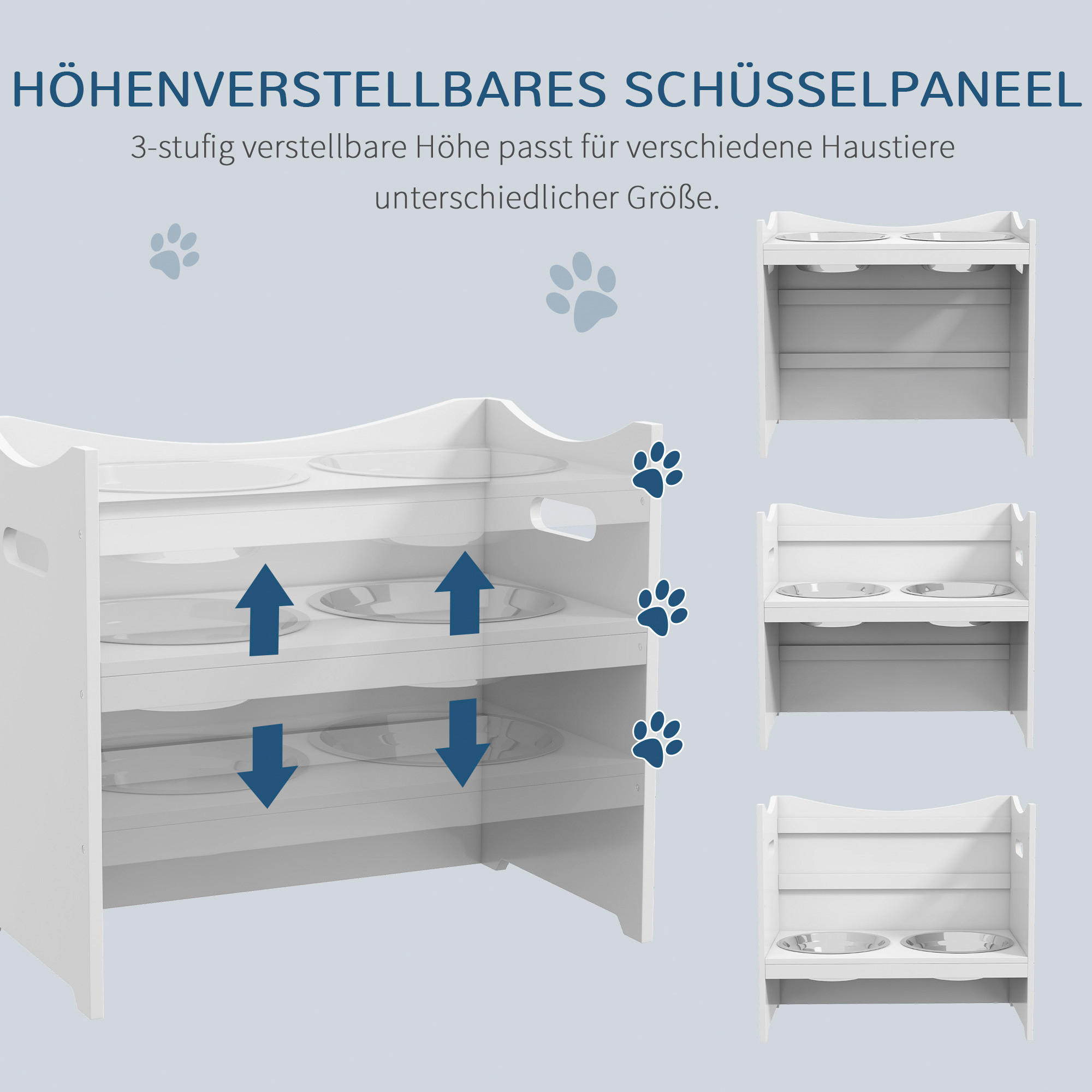 PawHut Futterstation weiß Edelstahl B/H/L: ca. 31,5x47x54 cm Futterstation - weiß (54,00/31,50/47,00cm) - PawHut