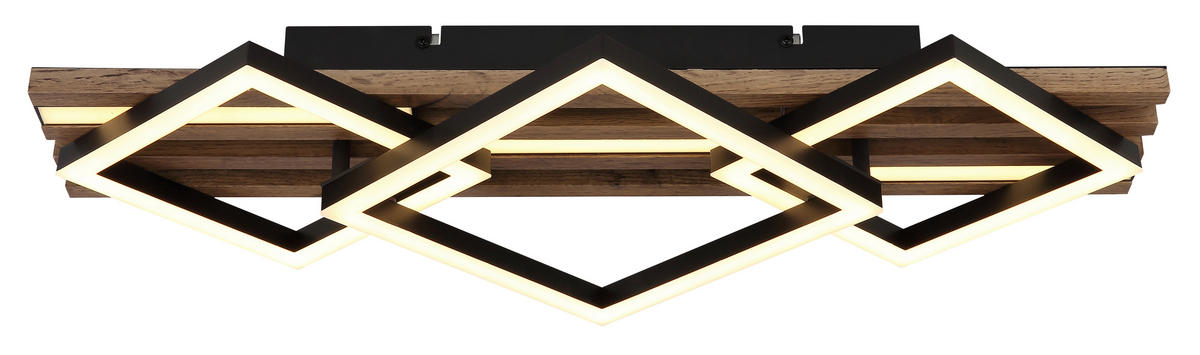 GLOBO LED-Deckenleuchte OBRIEN 67344D2 Opal mattschwarz MDF Kunststoff Metall B/H/L: ca. 61x9,5x31 cm 1 Brennstellen OBRIEN - Opal/mattschwarz (31,00/61,00/9,50cm) - GLOBO