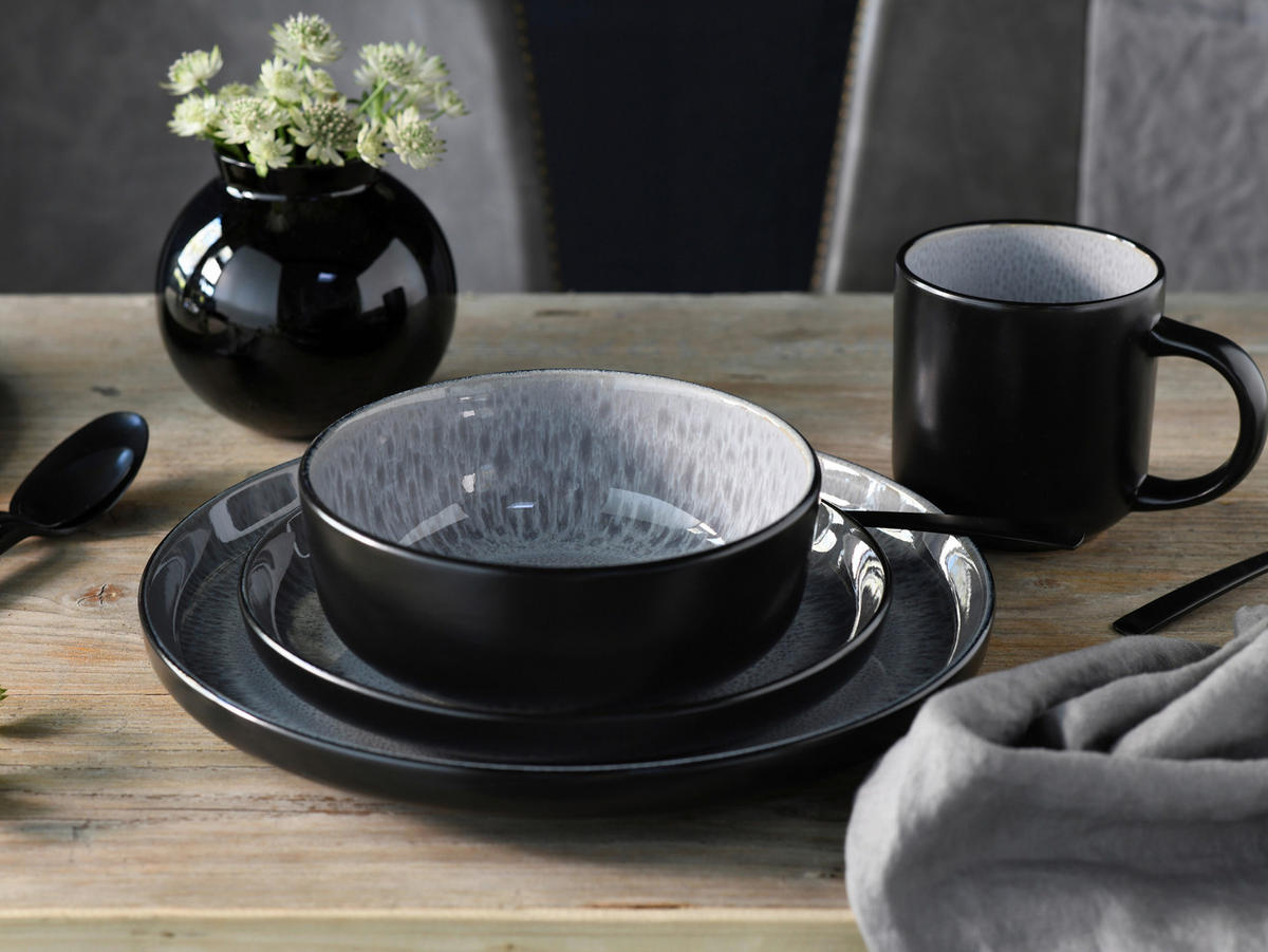 CreaTable Schalen-Set Nordic Fjord Frost grau Steinzeug D: ca. 15,5 cm Nordic Fjord Frost - grau (15,50cm) - CreaTable