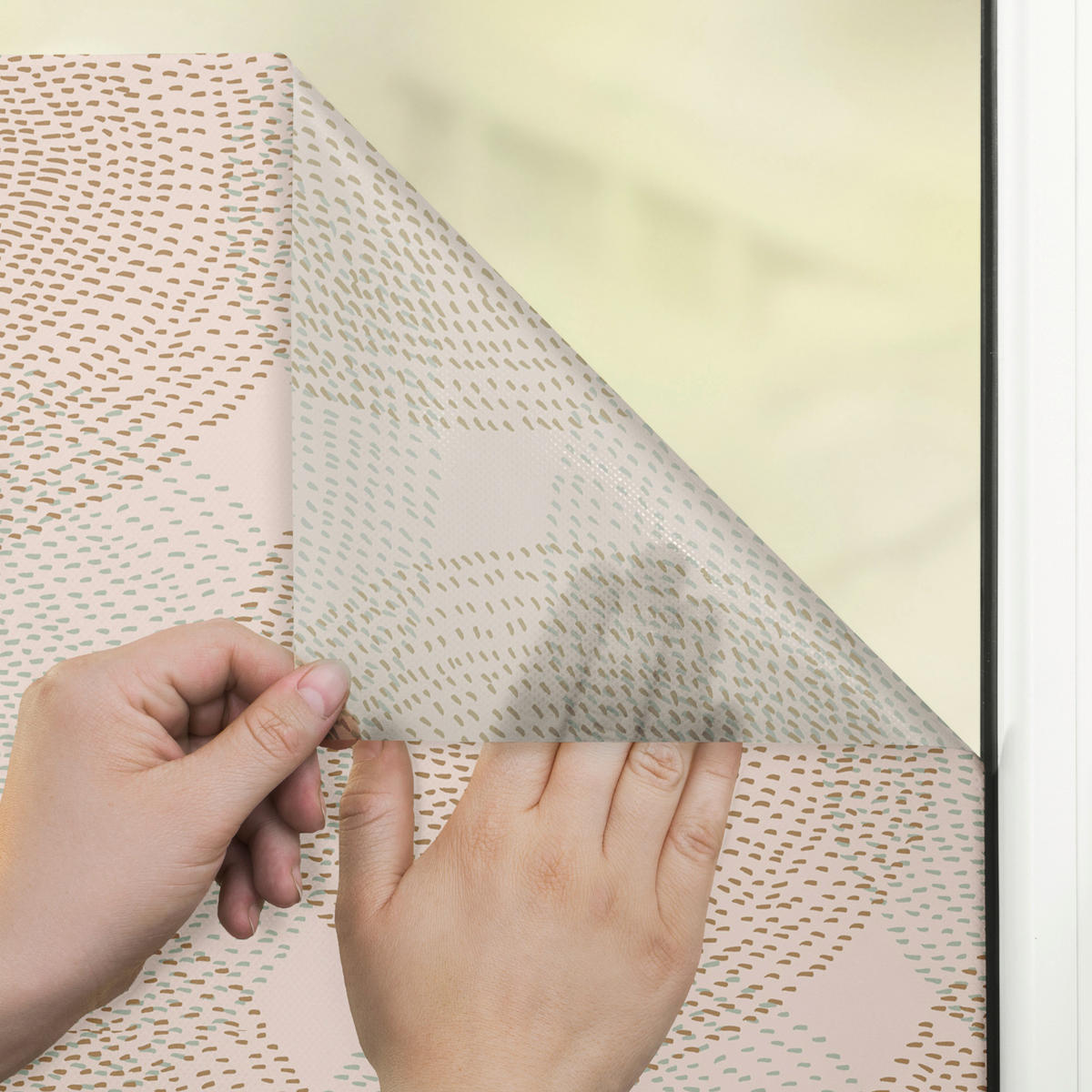 LICHTBLICK Fensterfolie Boho Drop India  Boho Drop India beige B/L: ca. 50x100 cm Boho Drop India - beige (50,00/100,00cm) - LICHTBLICK