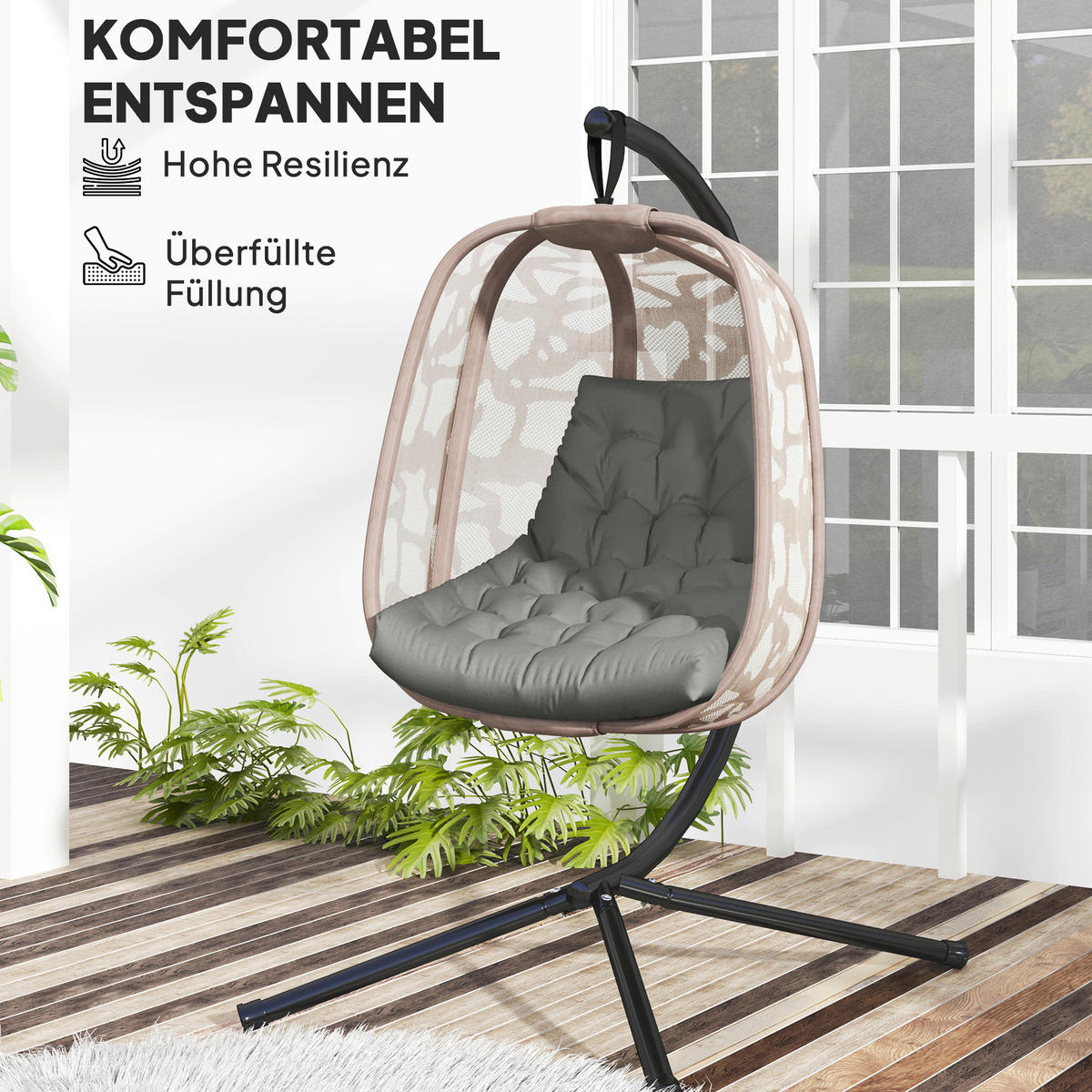 Outsunny Sitzkissen grau Schaumstoff B/H/L: ca. 100x8x120 cm Sitzkissen - grau (120,00/100,00/8,00cm) - Outsunny