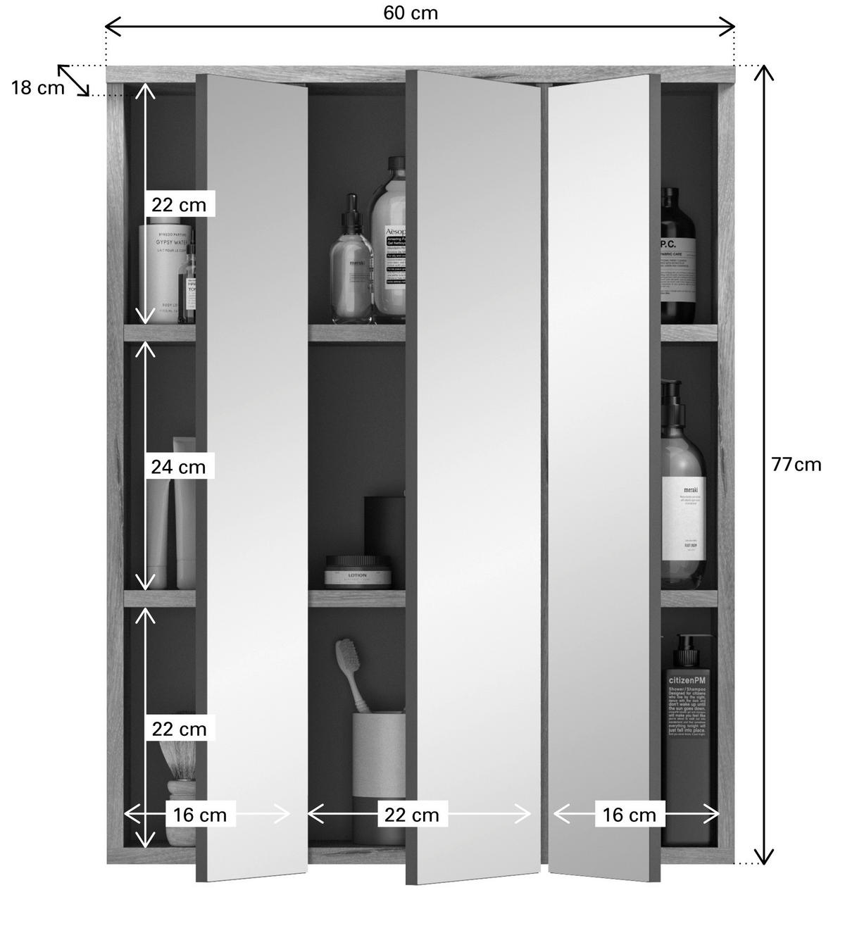Badezimmer-Set MASON Nox Oak Nachbildung edles Basaltgrau Nachbildung B/H/T: ca. 60x190x34 cm MASON - edles Basaltgrau (60,00/190,00/34,00cm) - xonox.home