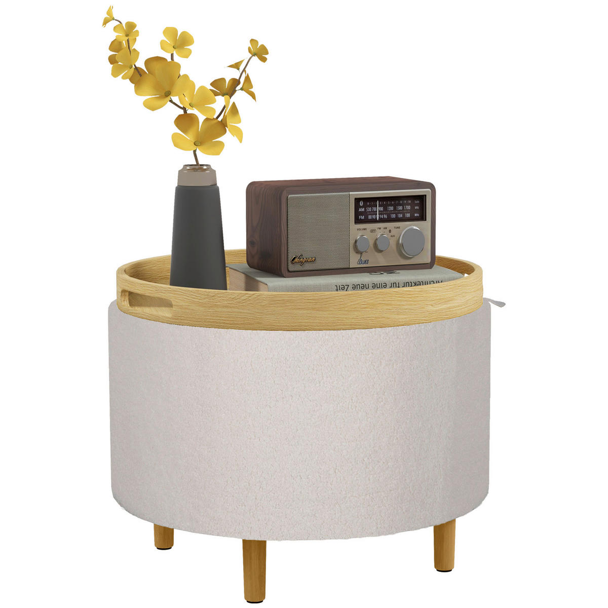 HOMCOM Hocker weiß B/H/L: ca. 56x56x42 cm Sitzhocker - weiß (42,00/56,00/56,00cm) - HOMCOM